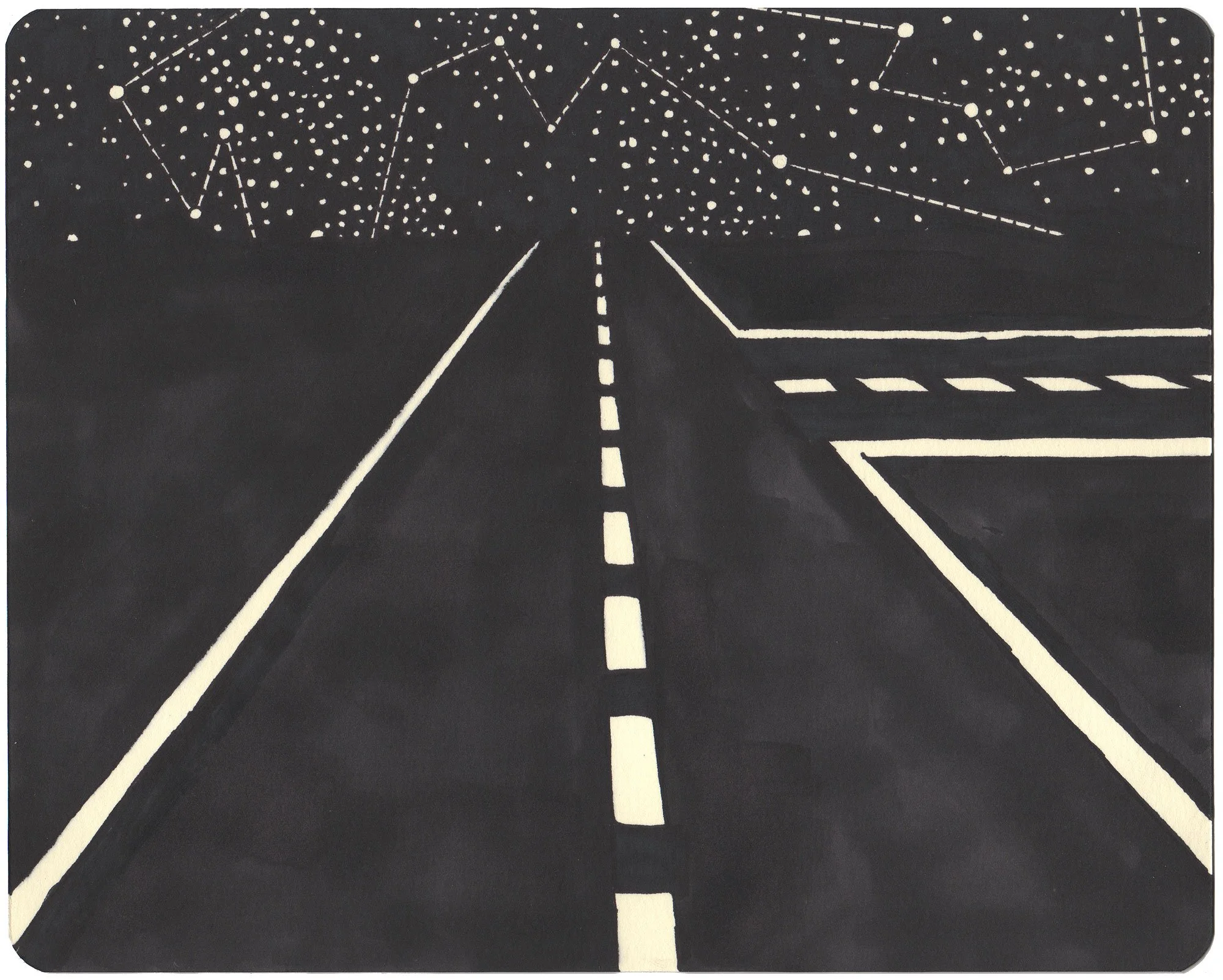  Friday Night  — permanent marker on paper, 8 x 10 inches, 2009
