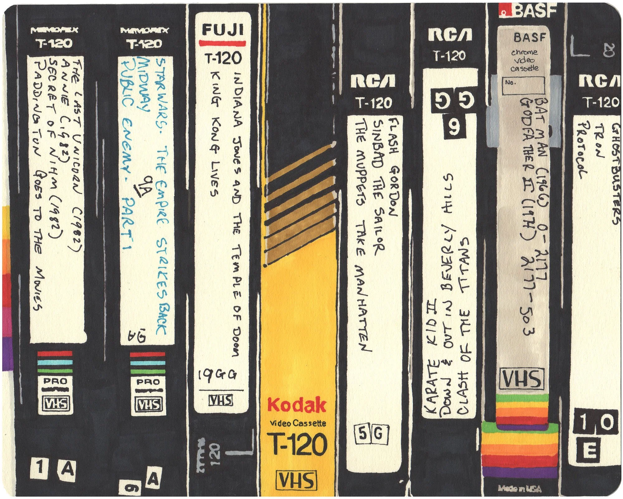  VHS  — permanent marker on paper, 8 x 10 inches, 2009