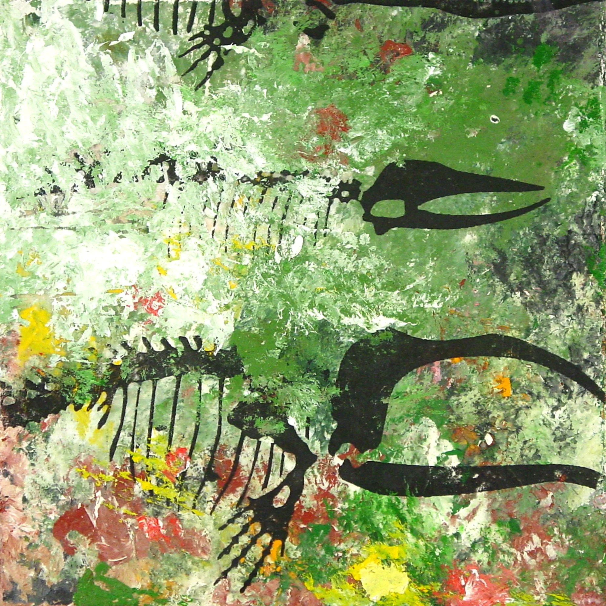  Biologists Have Recognized 300,000 Species of Green Plants and Fungi  — acrylic, pigment transfer on canvas, 10 x 10 inches, 2003