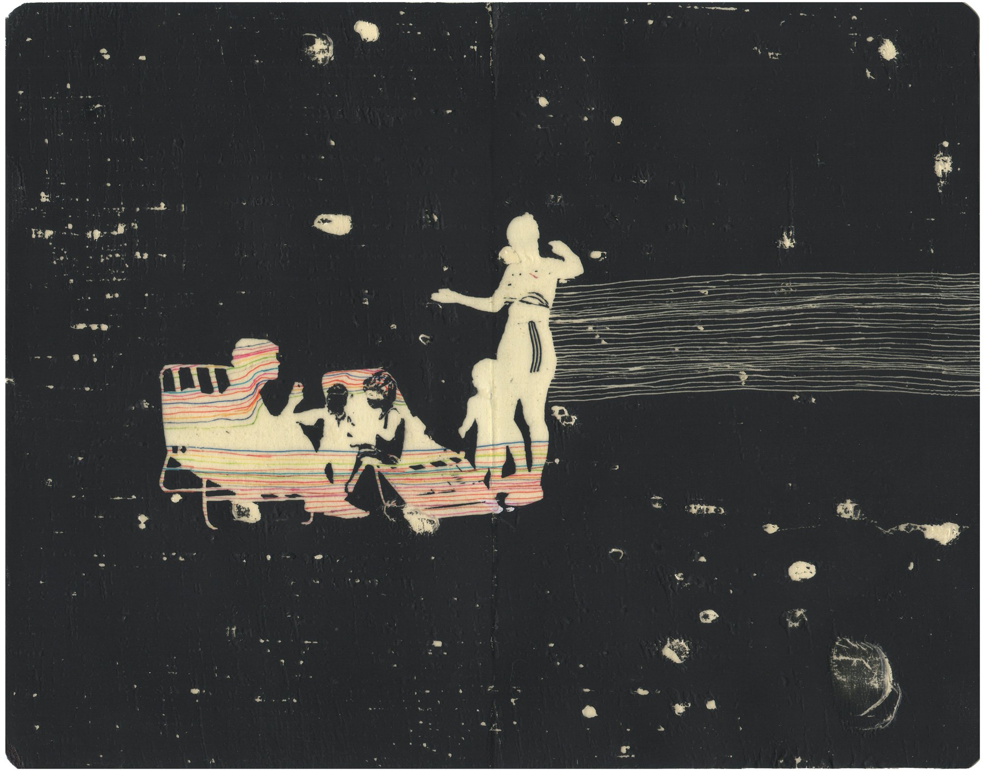  "Mom, Why are We Made Out of these Lines???" "Honey, You Just Made Another Line with that Question."  — pigment transfer on paper, 8 x 10 inches, 2008