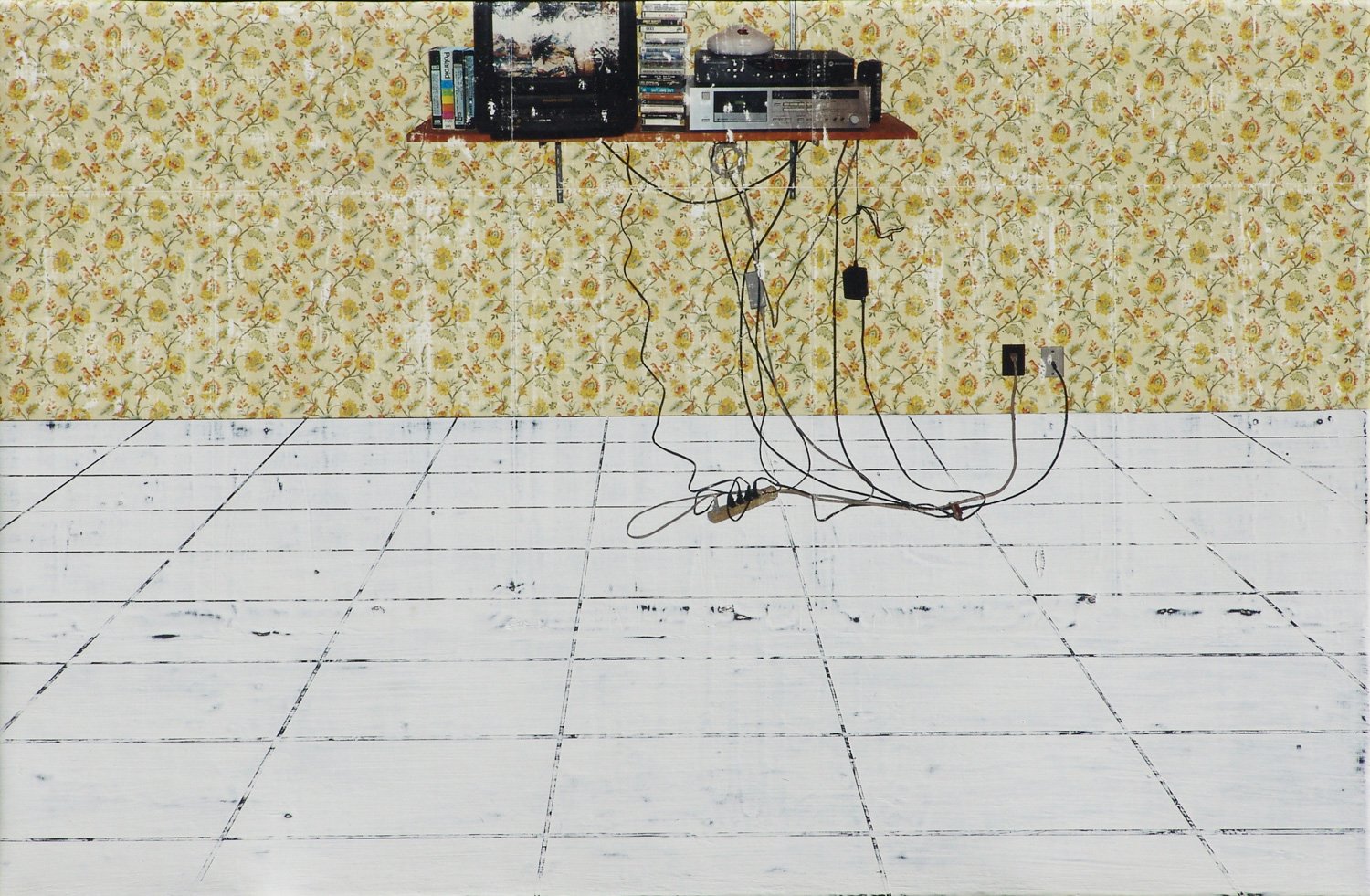  TV Room (Entry Hall Wallpaper)  — acrylic, pigment transfer on canvas, 30 x 46 inches, 2009