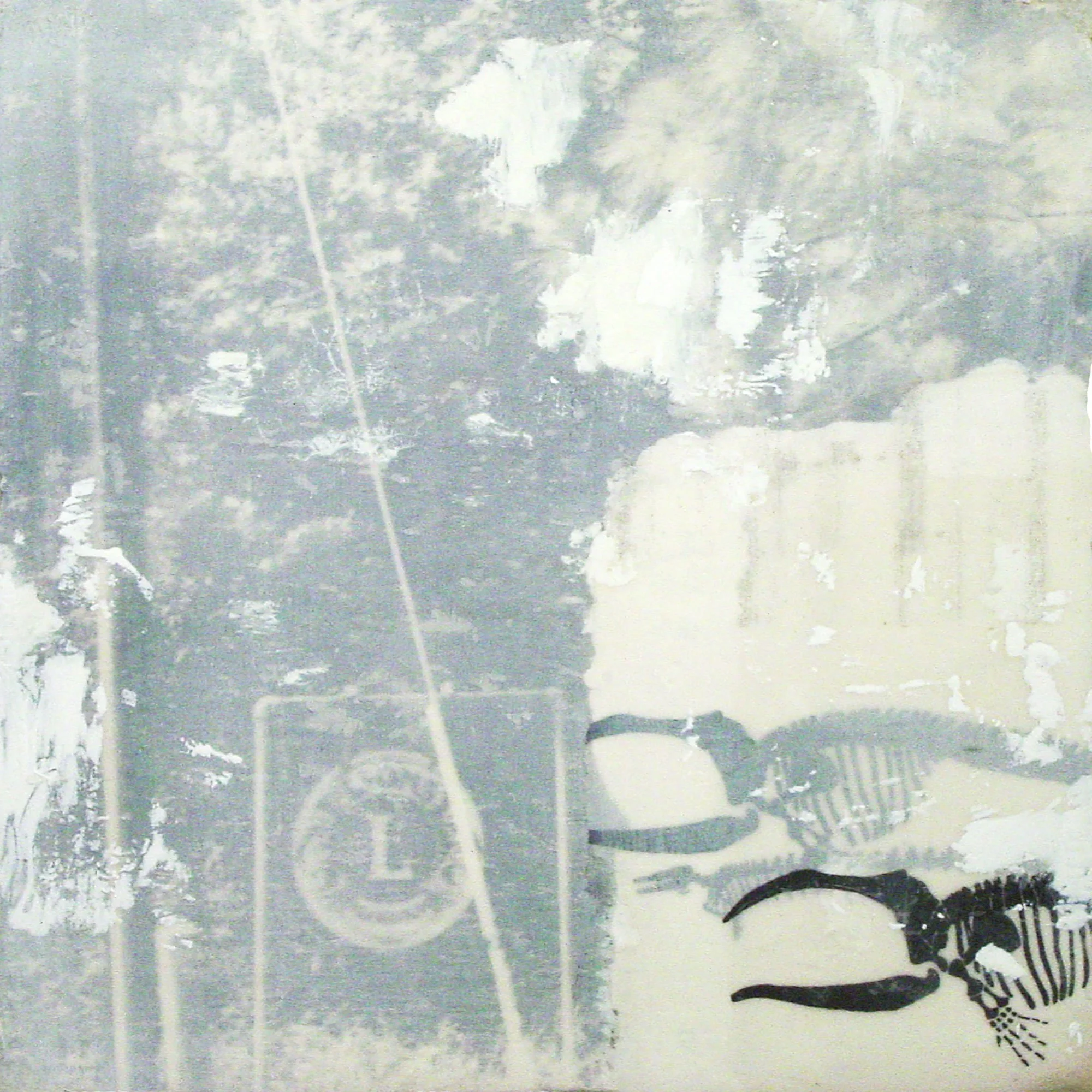  At Sea Level, the Atmosphere Presses the Earth's Surface at 14.7 Pounds Per Square Inch  — acrylic, pigment transfer on canvas, 10 x 10 inches, 2006