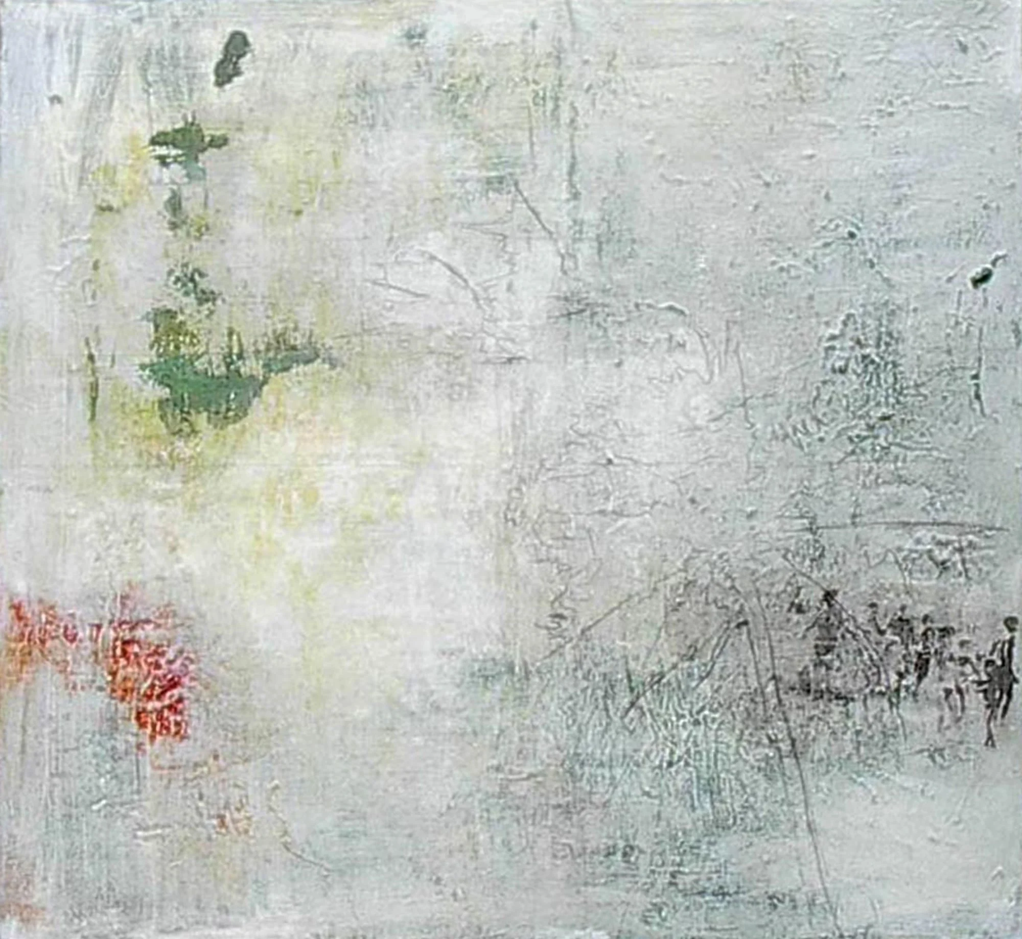  Furys Ferry  — acrylic, graphite, pigment transfer on canvas, 50 x 48 inches, 2001