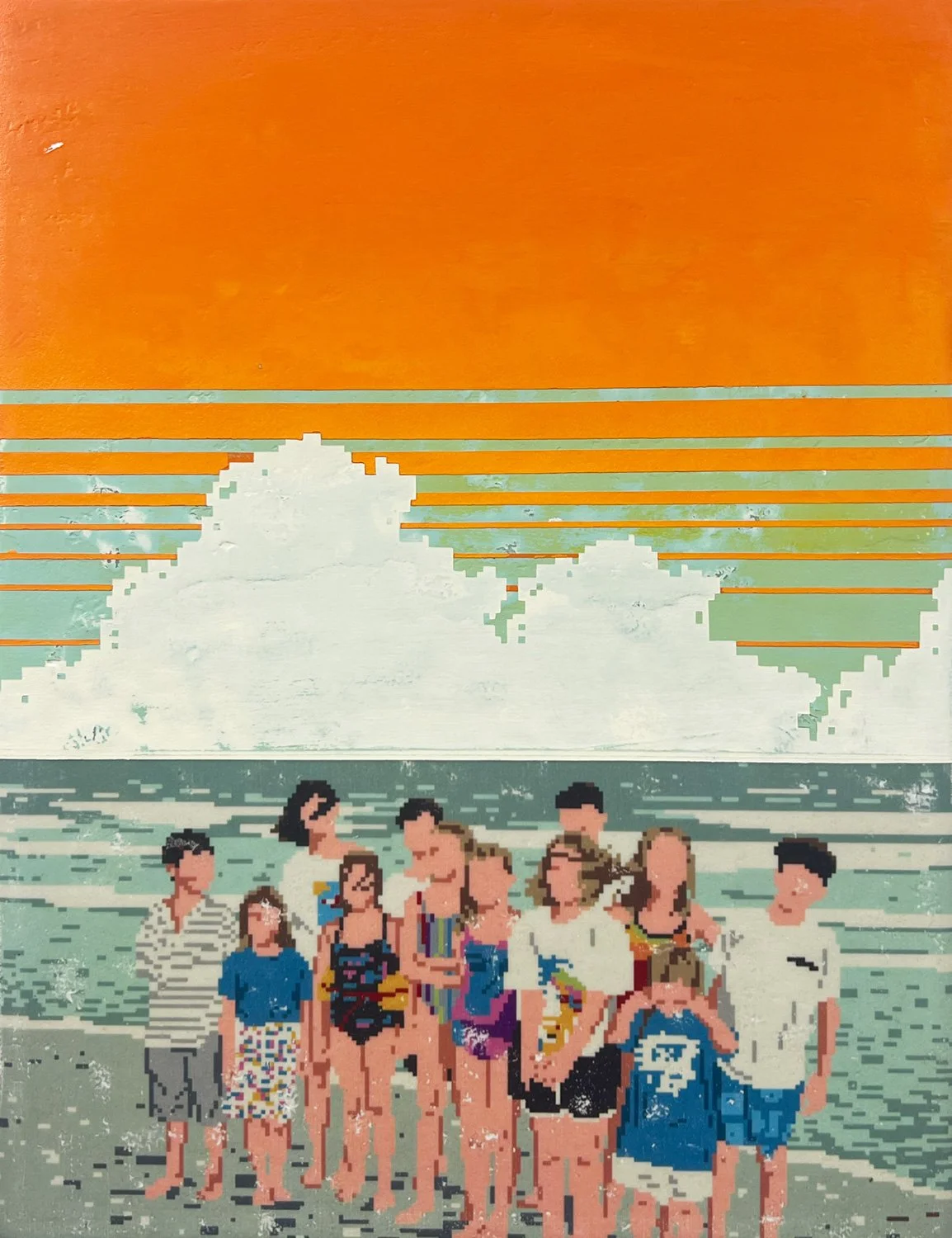  The Land Between Solar Systems  — acrylic, pigment transfer print on canvas, 13 x 10 inches, 2025
