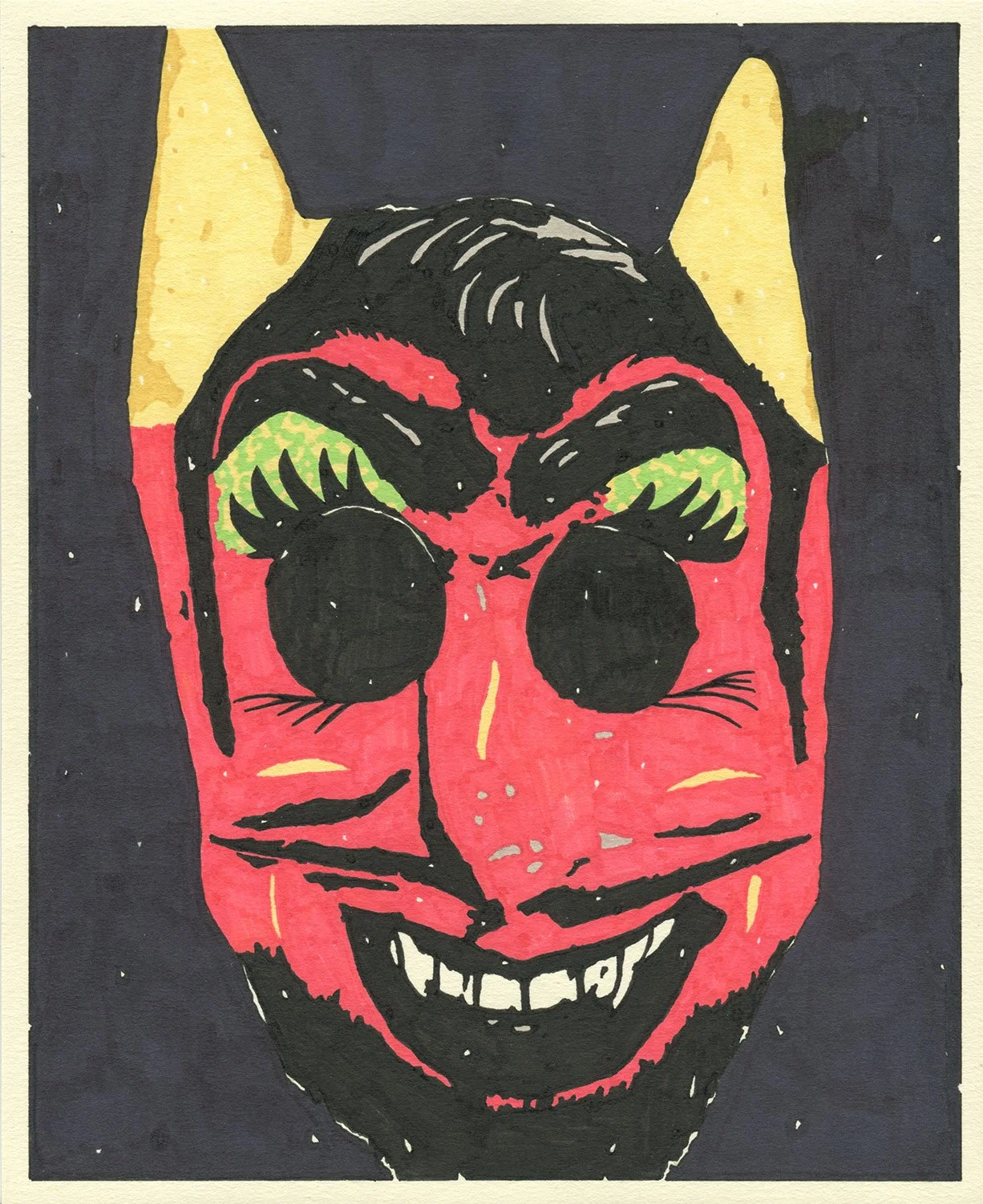  Devil Mask  — permanent marker on paper, 10 x 8 inches, 2021