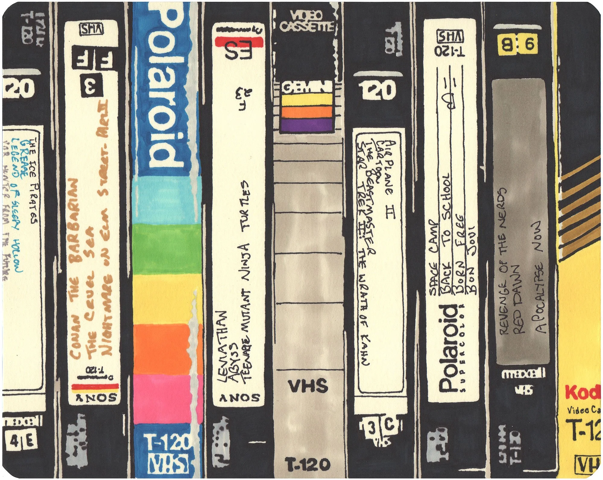  VHS  — permanent marker on paper, 8 x 10 inches, 2009