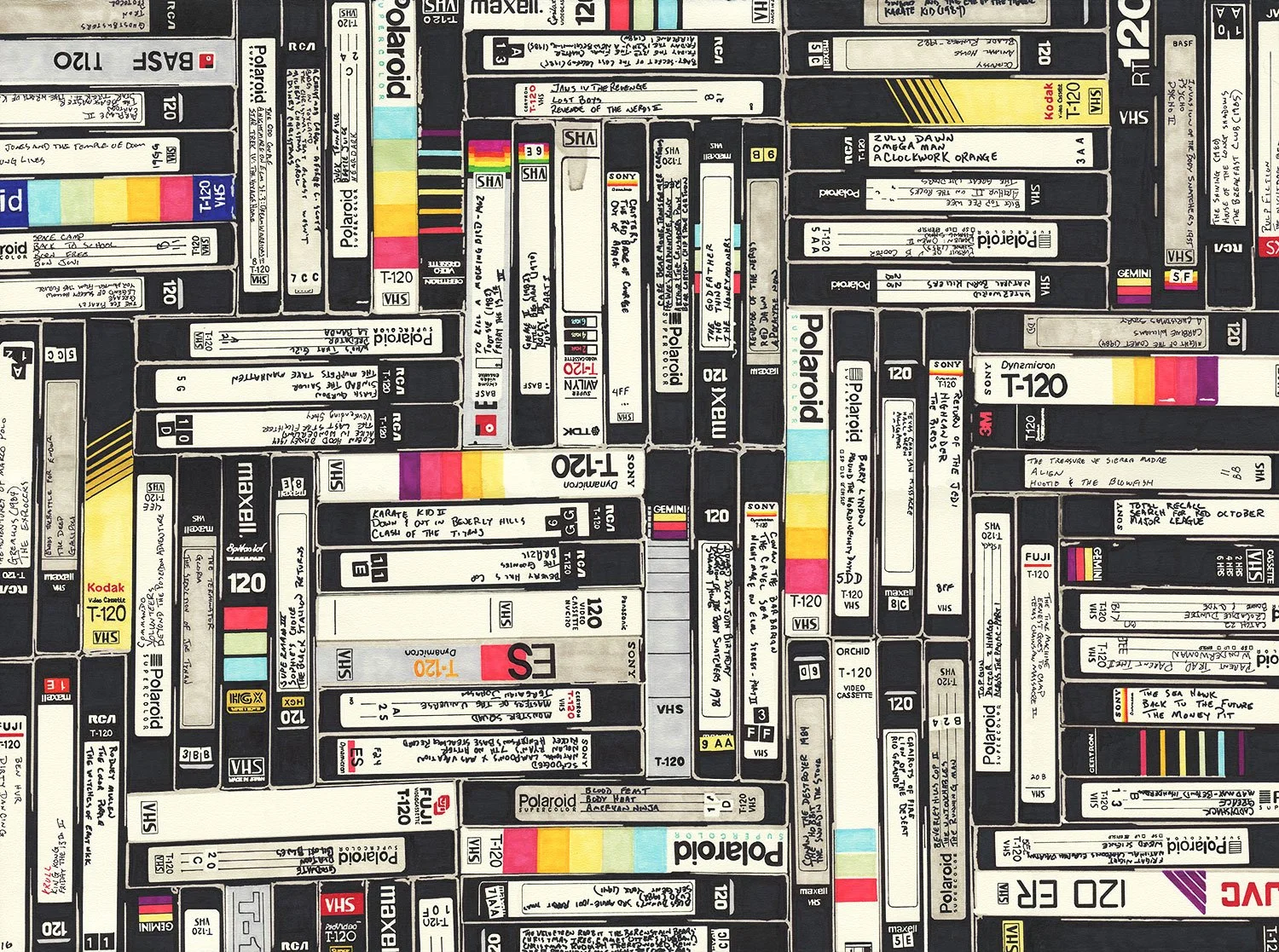  VHS  — permanent marker on paper, 22 1/2 x 30 inches, 2019