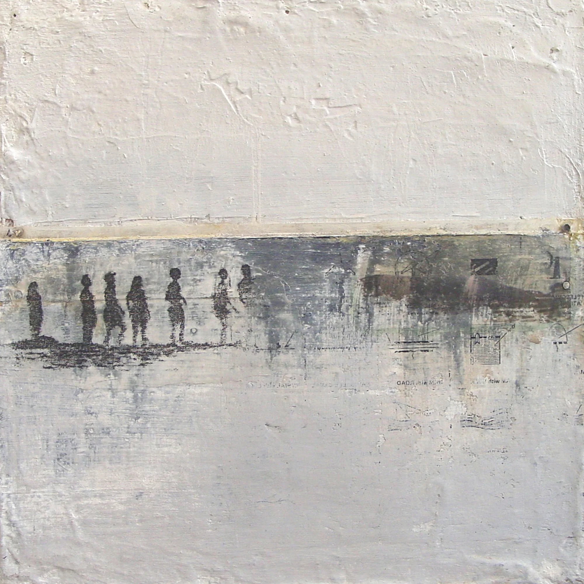  Curved Serrated Teeth  — acrylic, oil, pigment transfer on canvas, 10 x 10 inches, 2001