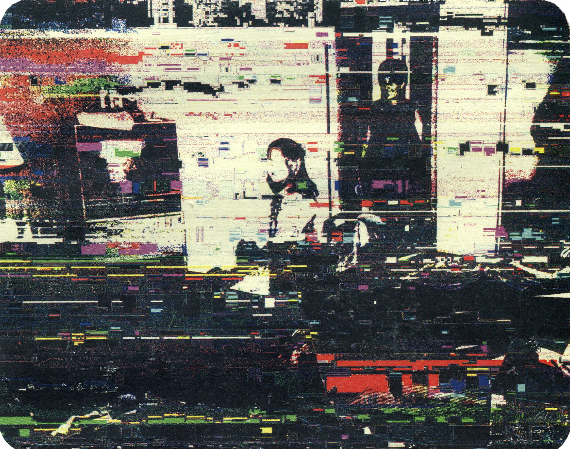  Ghosts in the TV  — pigment transfer on paper, 8 x 10 inches, 2025