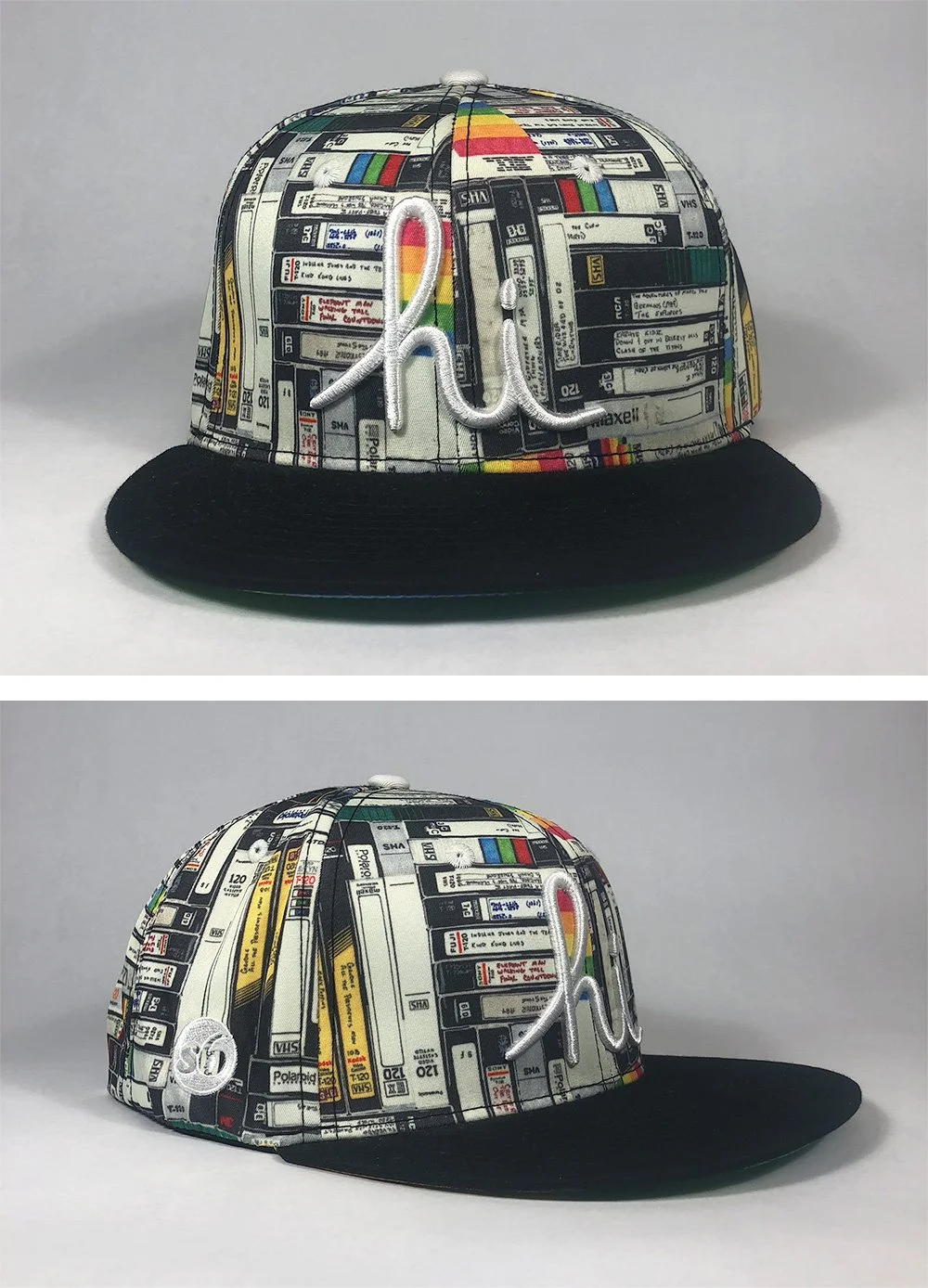 Hollis Brown Thornton artist collaboration with Hawaii streetwear brand In4mation, featuring VHS tape imagery on a limited-edition snapback with the embroidered HI Script logo.