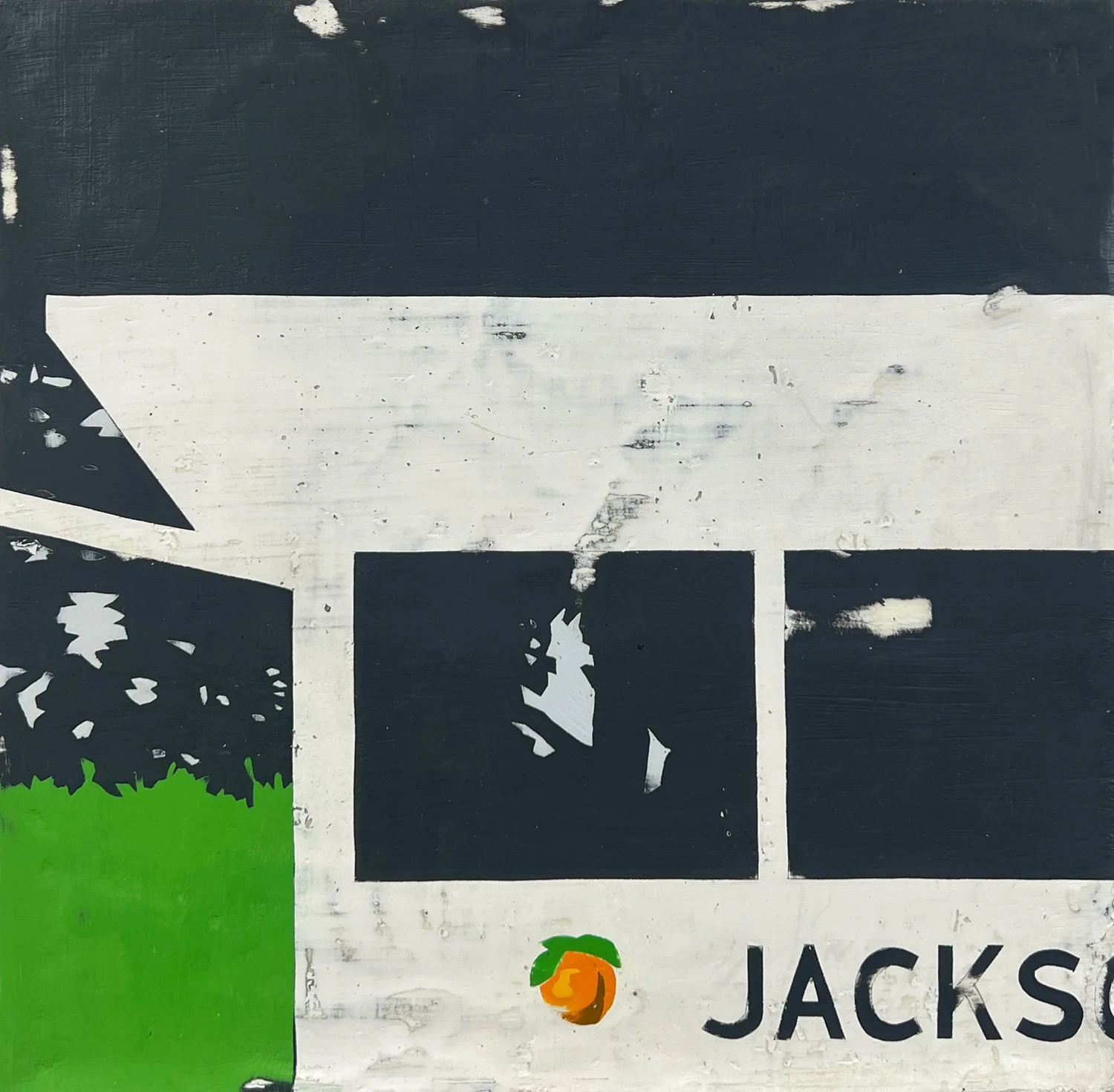  Jackson Peach Stand  — acrylic on canvas, 10 x 10 inches, 2006