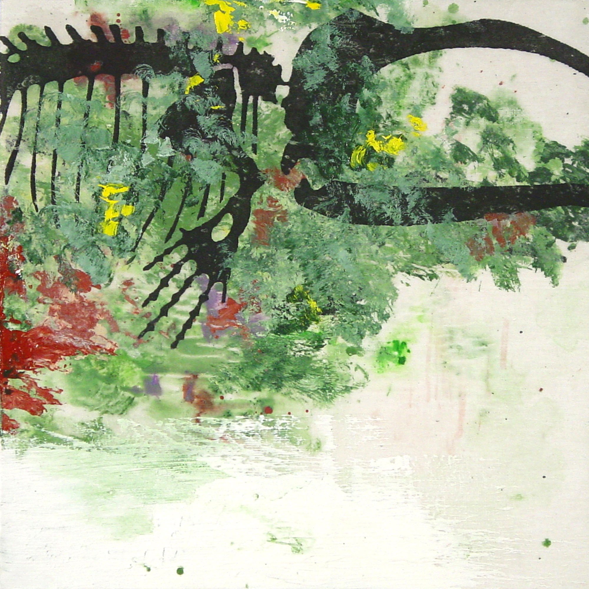  The Earliest Mammals Appeared in the Triassic, Long Before the Earliest Angiosperms  — acrylic, pigment transfer on canvas, 10 x 10 inches, 2003