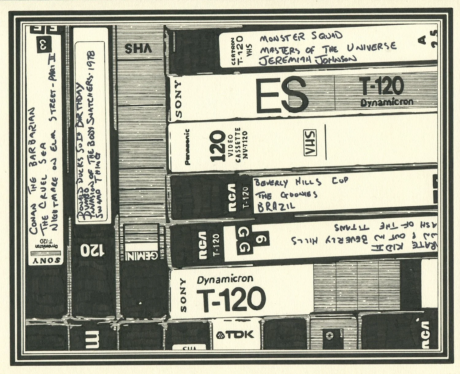  VHS  — permanent marker on paper, 8 x 10 inches, 2020