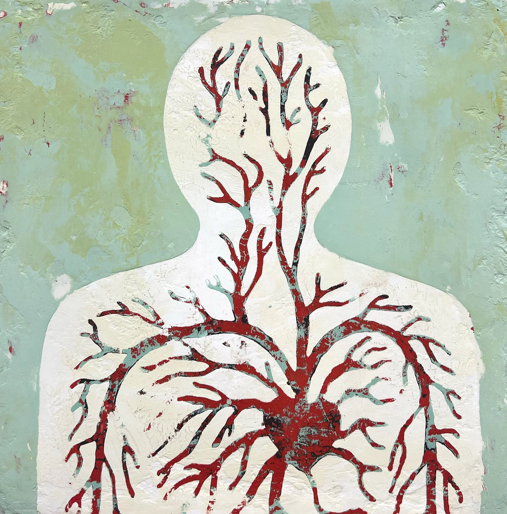  The Story of Blood  — acrylic on canvas, 10 × 10 inches, 2026