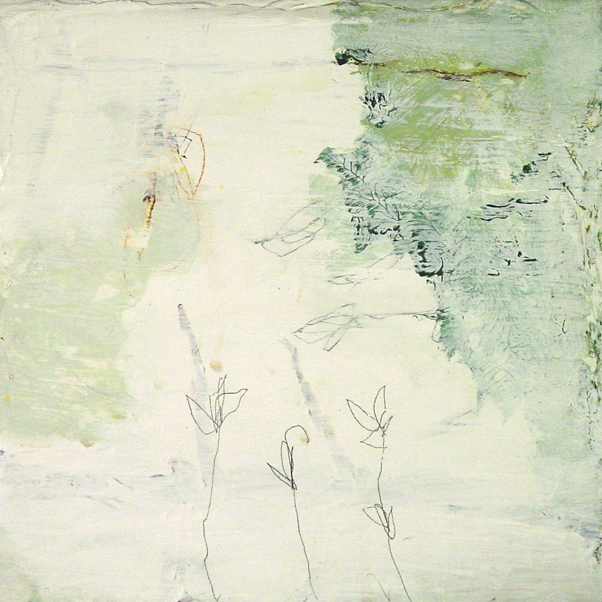  A Pattern of Separating Continents Dominated by Flowering Plants and Mammals  — acrylic on canvas, 10 x 10 inches, 2003