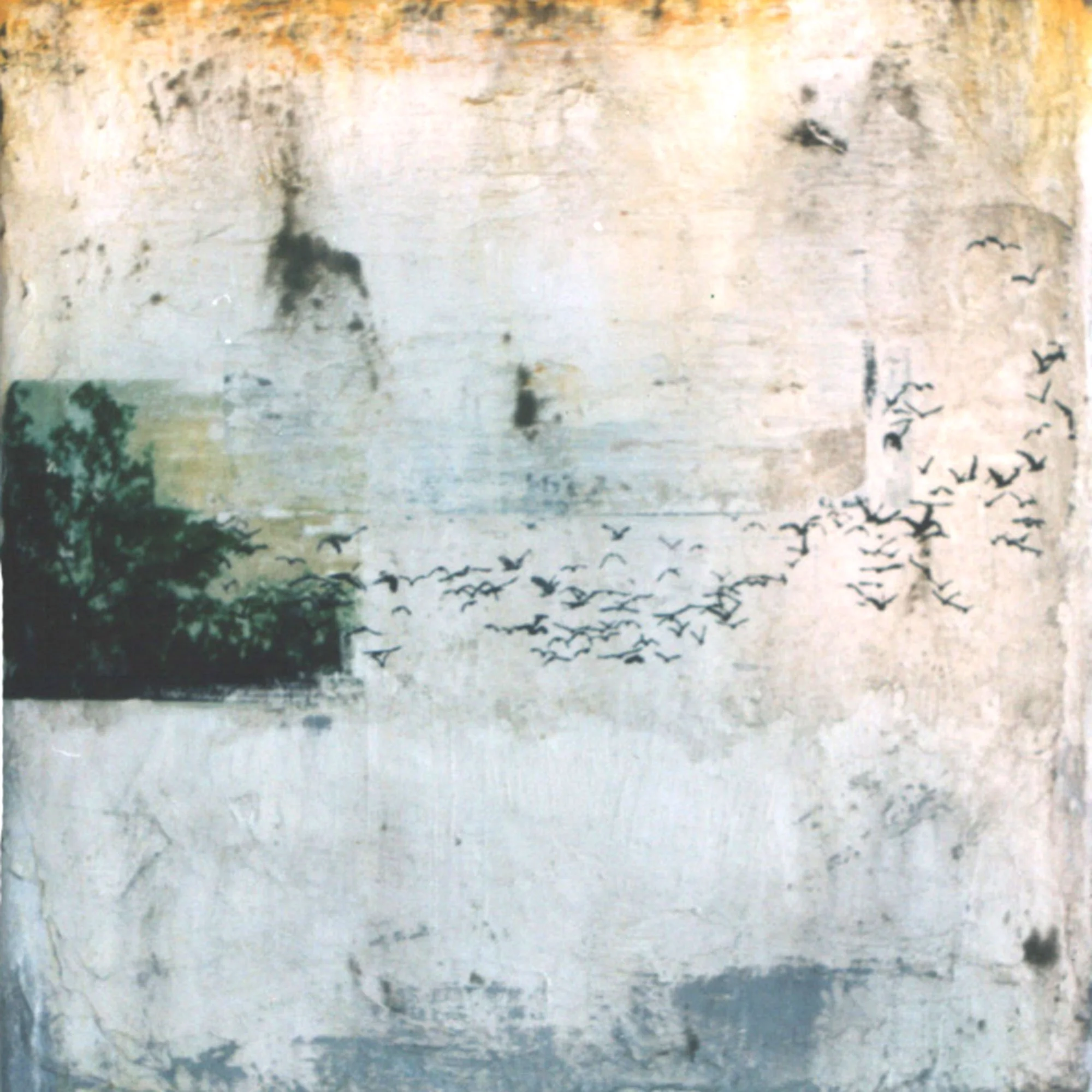  Flight Navigators  — acrylic, graphite, pigment transfer on canvas, 10 x 10 inches, 2002