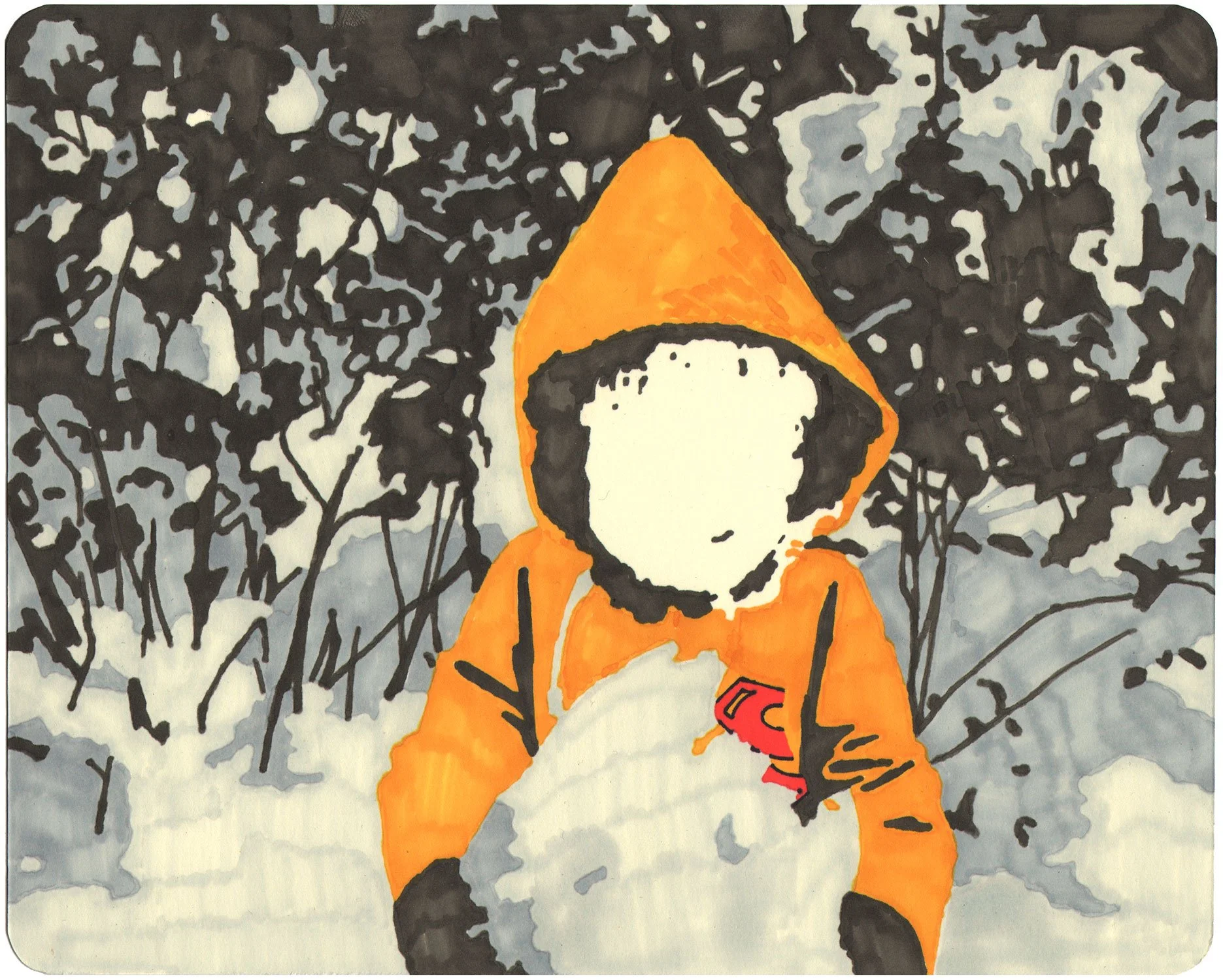  The Fortress of Solitude  — permanent marker on paper, 8 x 10 inches, 2010