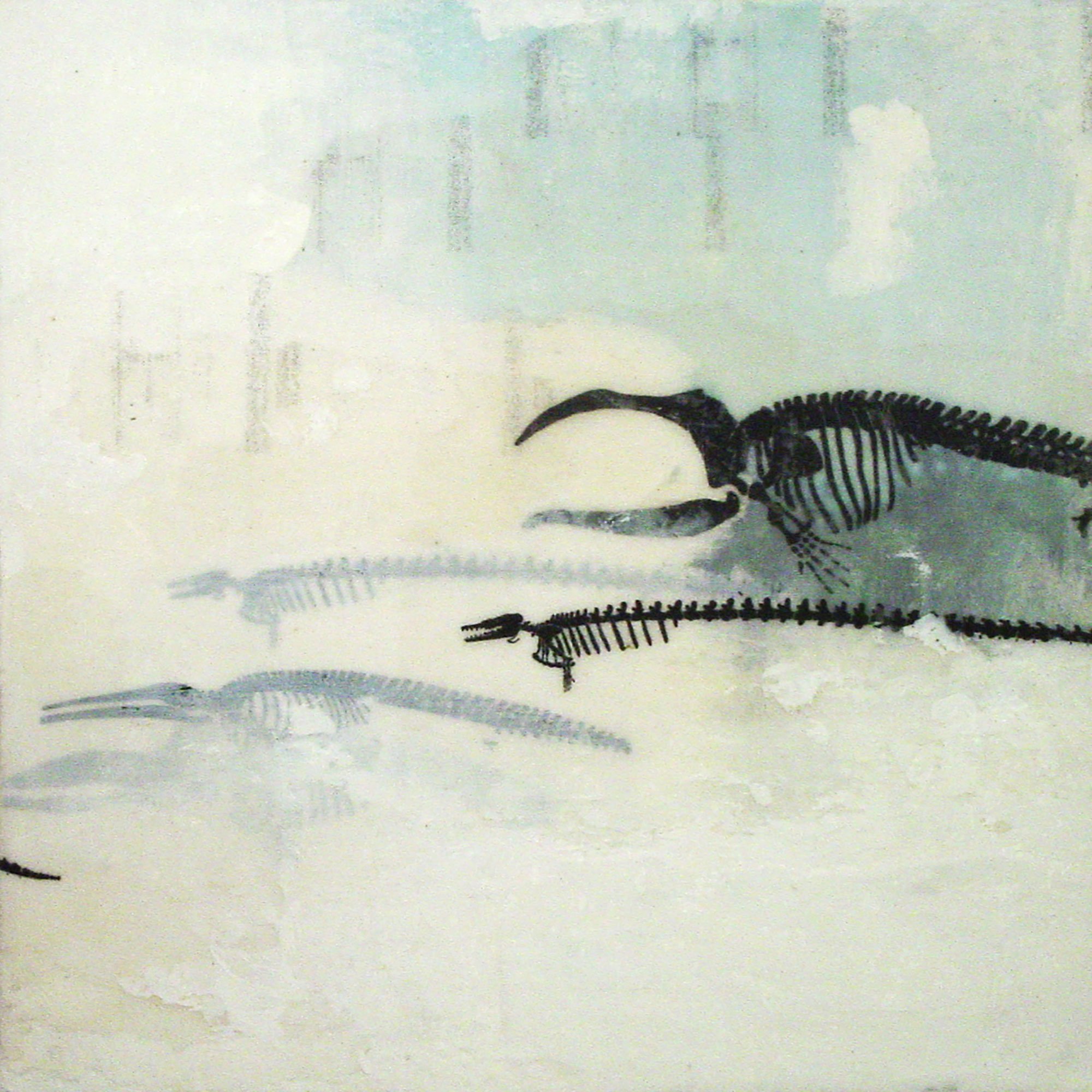  At Sea Level, the Atmosphere Presses the Earth's Surface at 14.7 Pounds Per Square Inch  — acrylic, pigment transfer on canvas, 10 x 10 inches, 2006