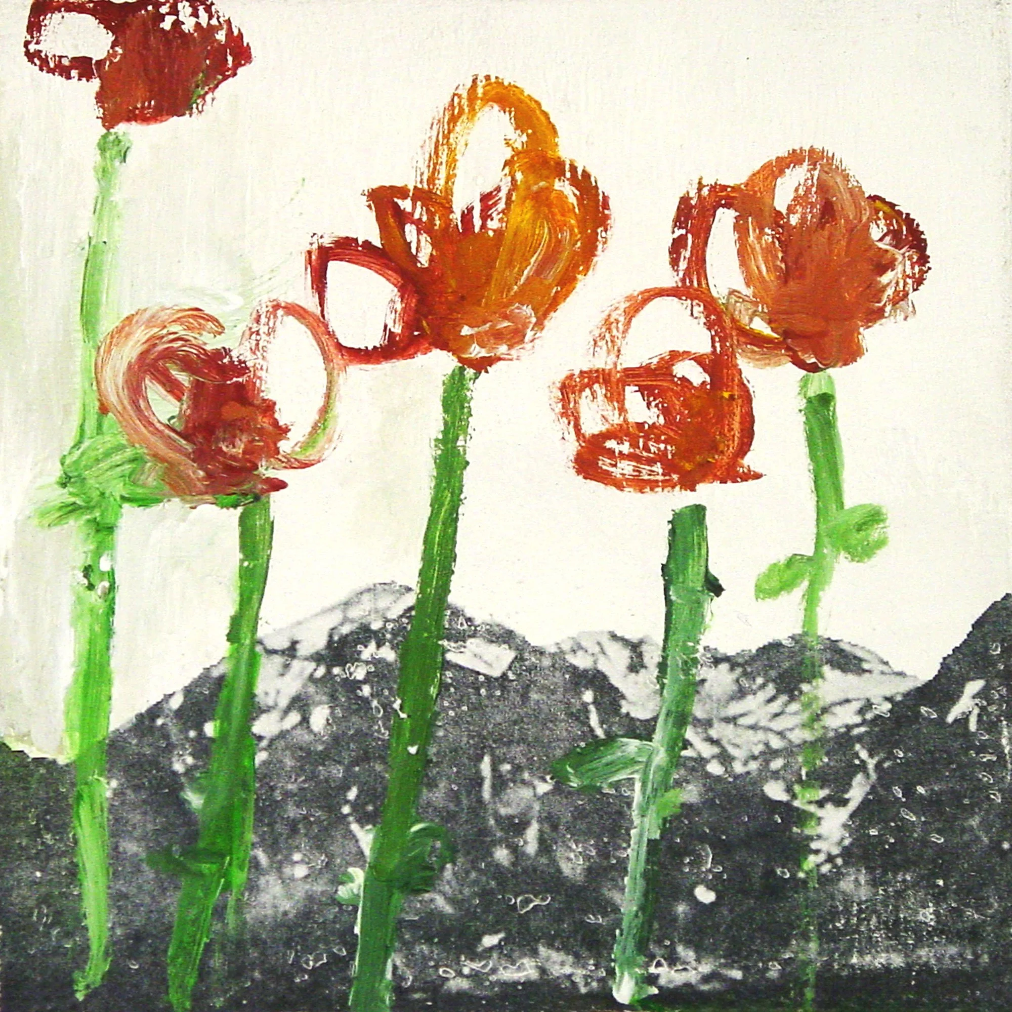  Only the Animals Have Succeeded in Actively Invading the Atmosphere  — acrylic, pigment transfer on canvas, 10 x 10 inches, 2003