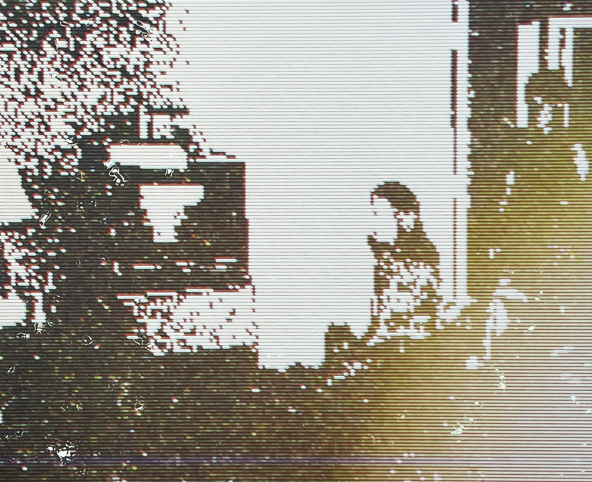  Ghosts in the TV  — pigment transfer on paper, 8 x 10 inches, 2025