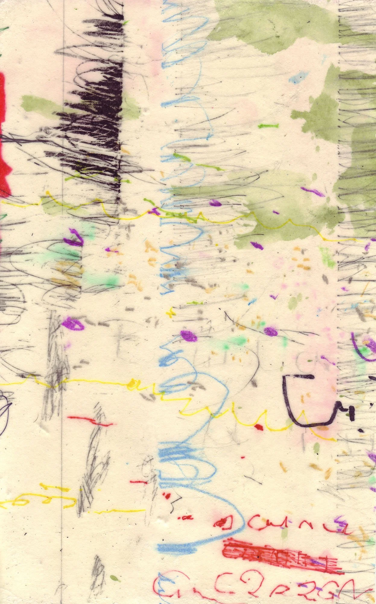  The Earth on the Back of the Giant Turtle  — permanent marker, pigment transfer on paper, 8 x 5 inches, 2007