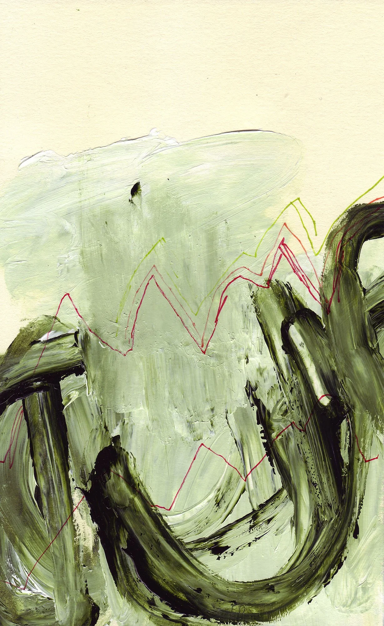  The Earth on the Back of the Giant Turtle  — acrylic, permanent marker on paper, 8 x 5 inches, 2007