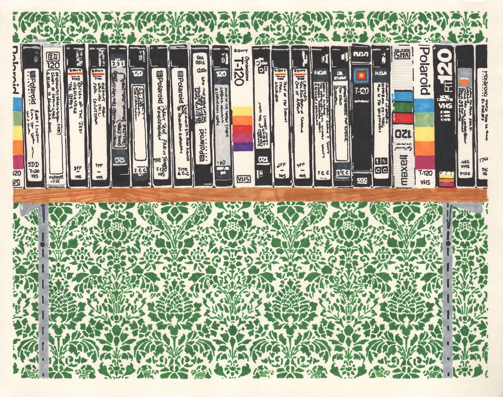  VHS  — permanent marker on paper, 10 x 13 inches, 2009