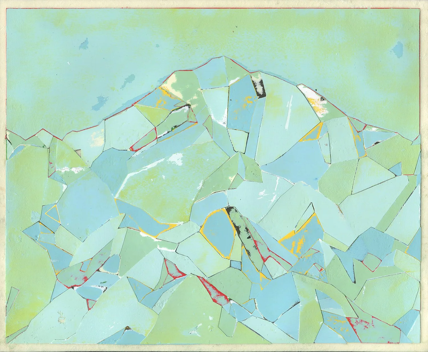  Crystal Mountain During Summer  — acrylic, pigment transfer on paper, 8 x 10 inches, 2019