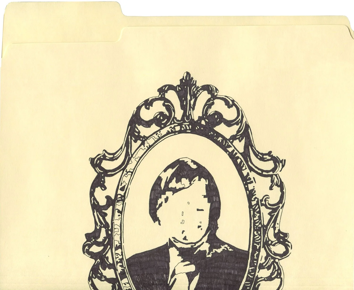  Unretouched Proof  — permanent marker on archival folder, 9 1/2 x 11 1/2 inches, 2019