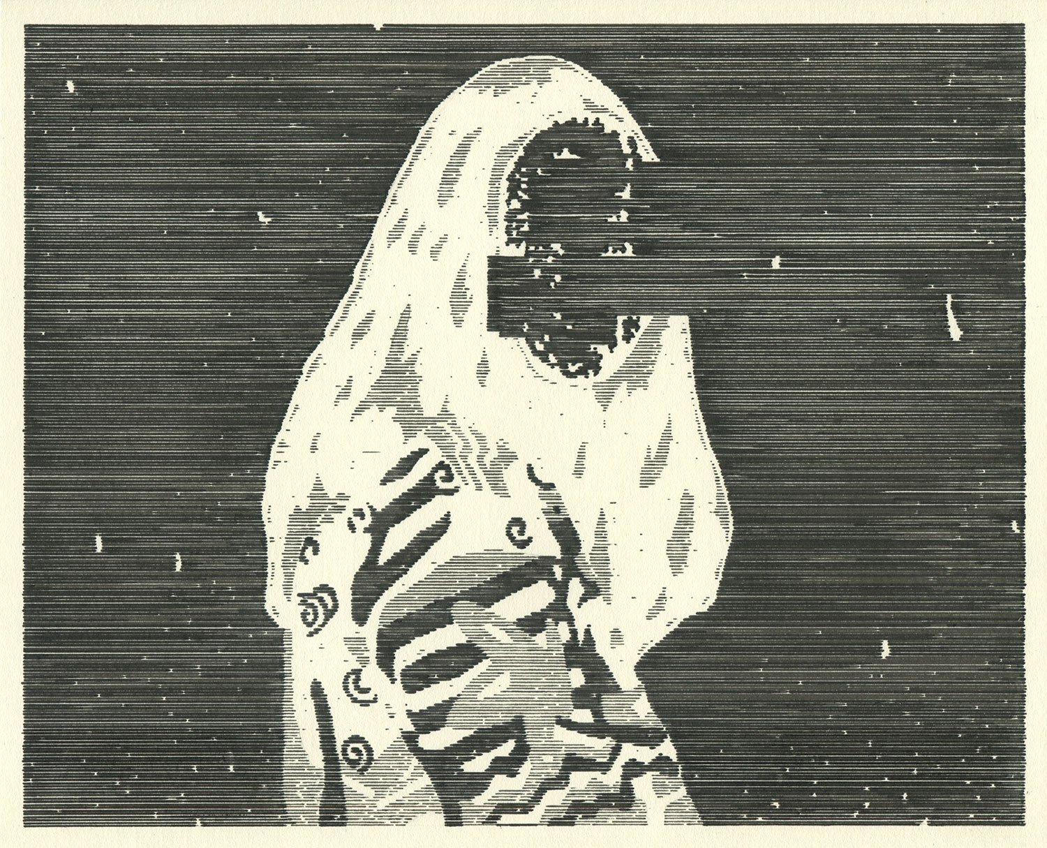  The Skeleton of Cedar Key  — permanent marker on paper, 8 x 10 inches, 2021