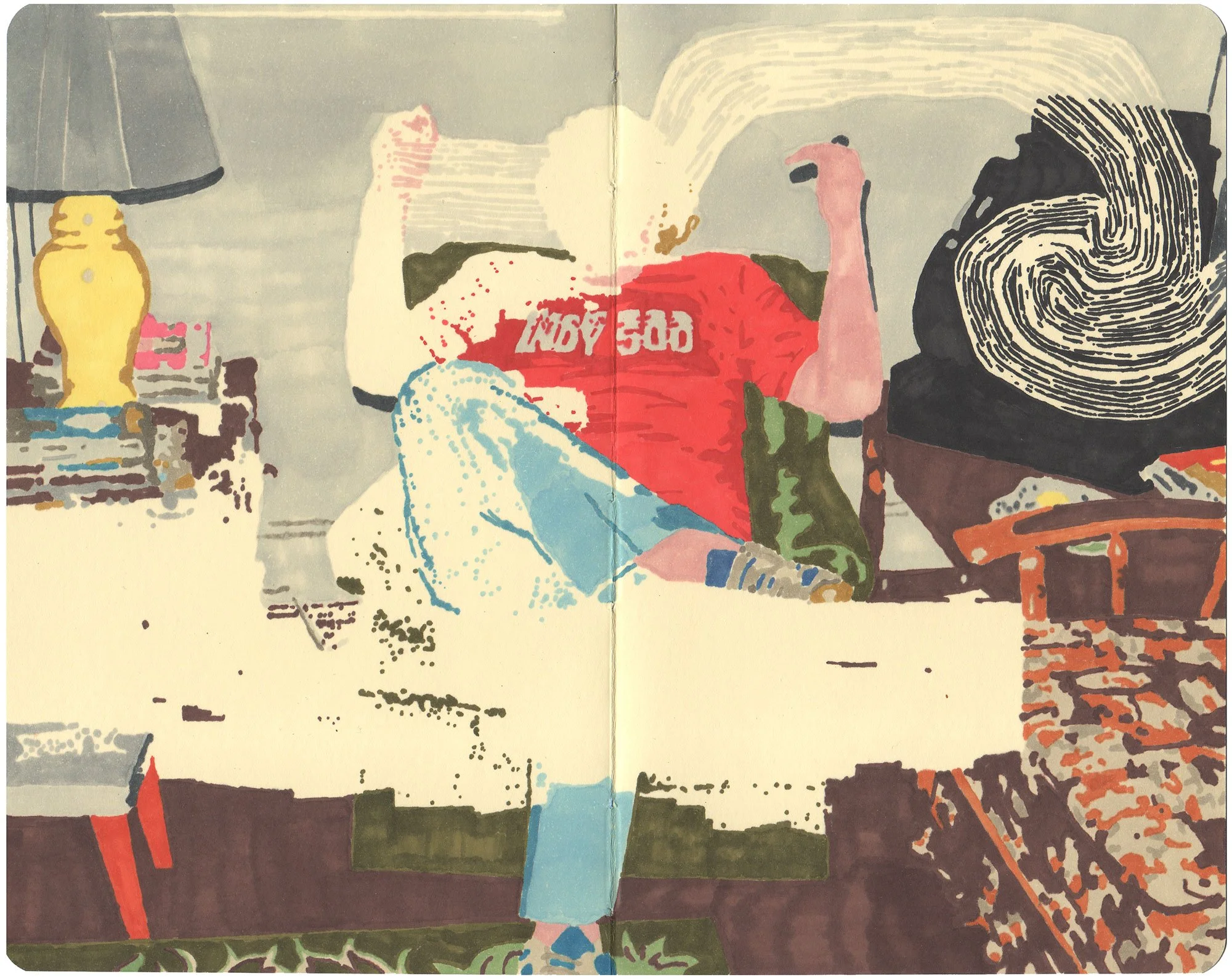  Memorial Day Weekend  — permanent marker on paper, 8 x 10 inches, 2009