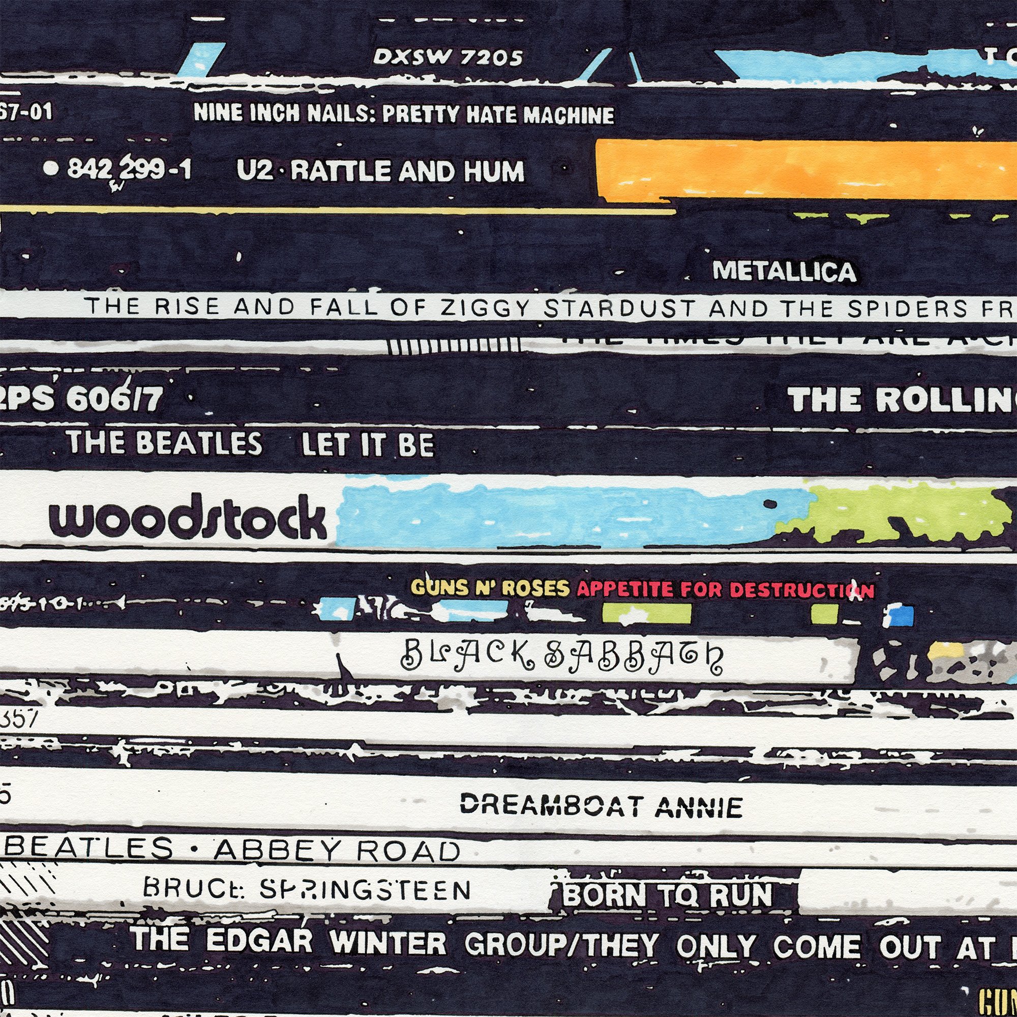 Vinyl (detail), permanent marker on paper, 22 x 30 inches, 2025