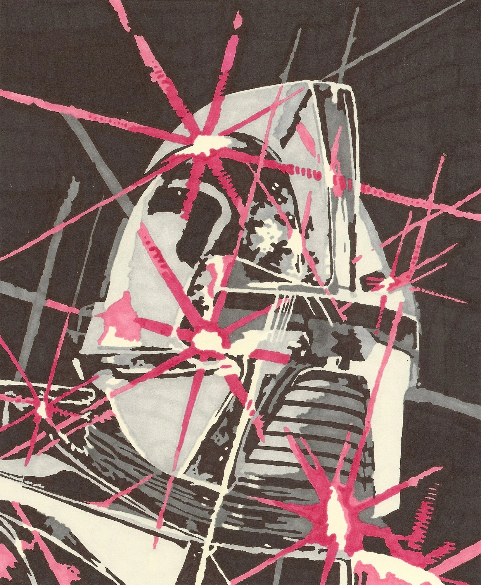  Cylon  — permanent marker on paper, 10 x 8 inches, 2015