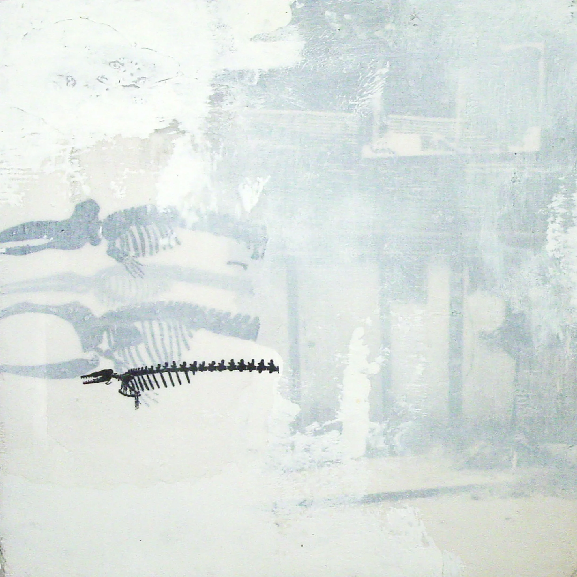  At Sea Level, the Atmosphere Presses the Earth's Surface at 14.7 Pounds Per Square Inch  — acrylic, pigment transfer on canvas, 10 x 10 inches, 2006