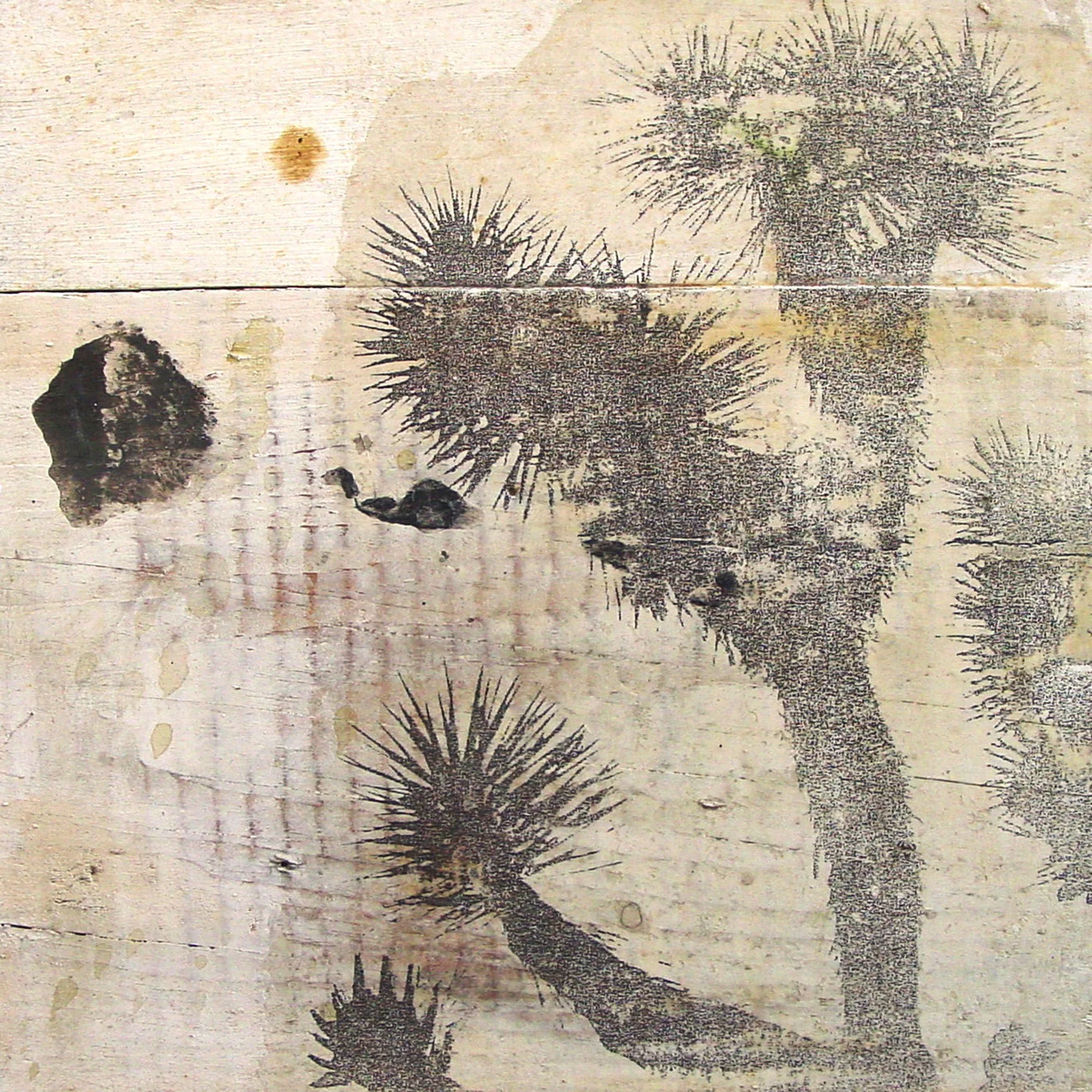  Tree00  — acrylic, pigment transfer on wood, 10 x 10 inches, 2002