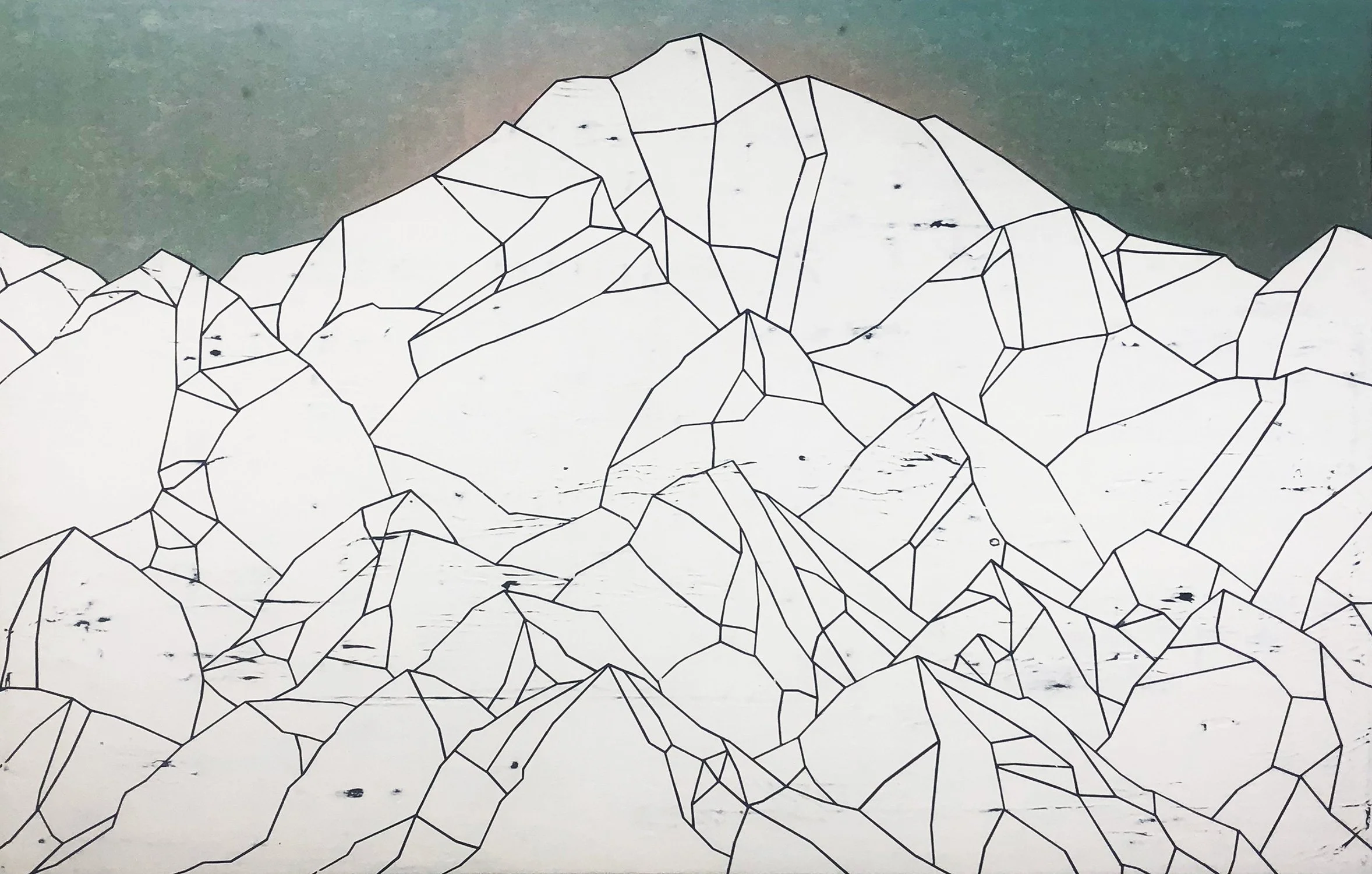  The Crystal Mountain  — acrylic, pigment transfer on canvas, 30 x 46 inches, 2018