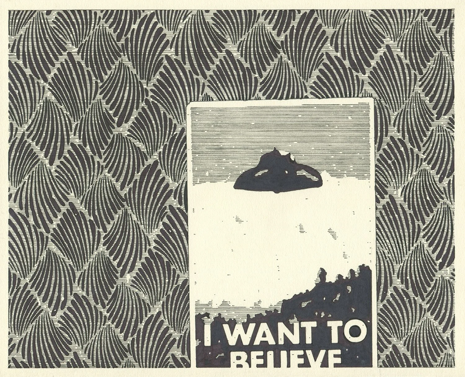  I Want To Believe  — permanent marker on paper, 8 x 10 inches, 2021 — $450