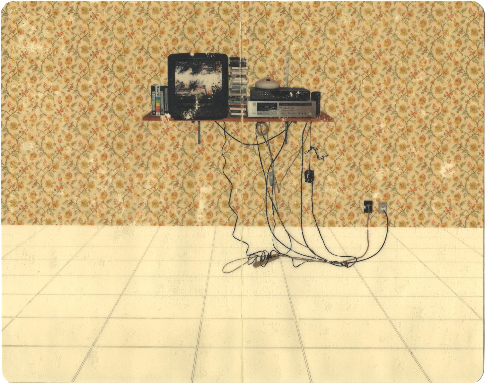  TV Room Study (Entry Hall Wallpaper)  — pigment transfer on paper, 8 x 10 inches, 2009