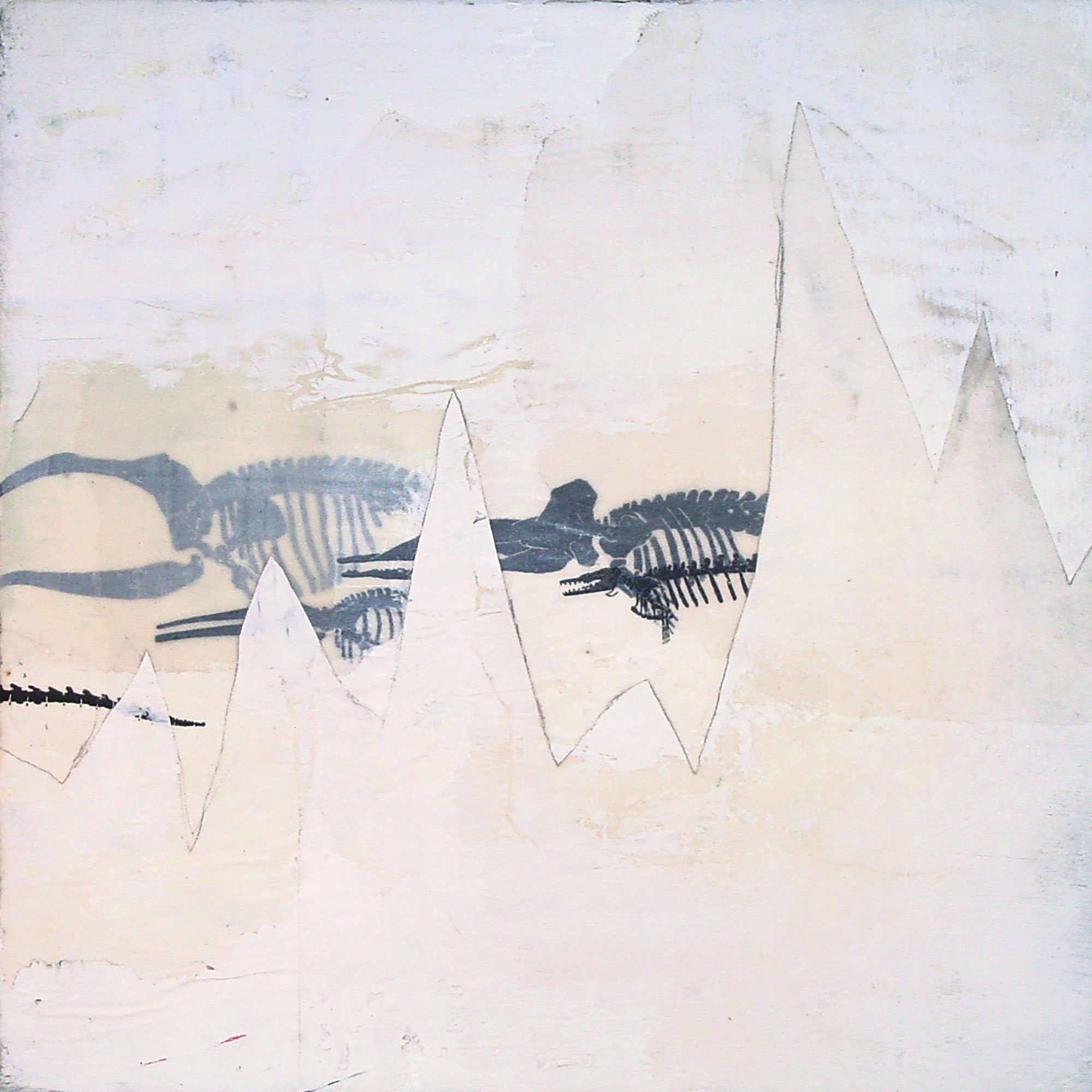  Great Sea Creatures & The Earth on the Back of the Giant Turtle  — acrylic, graphite, pigment transfer on canvas, 10 x 10 inches, 2007