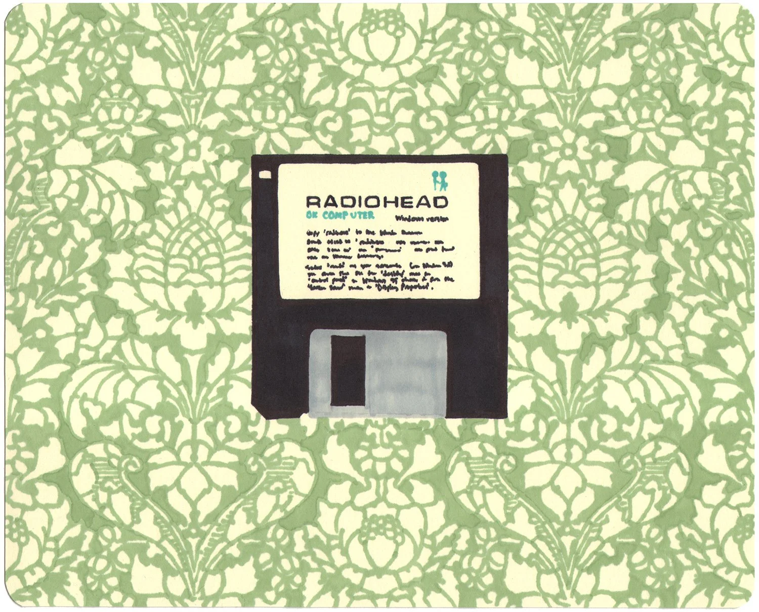  3 1/2 Inch Floppy Disk  — permanent marker on paper, 8 x 10 inches, 2012