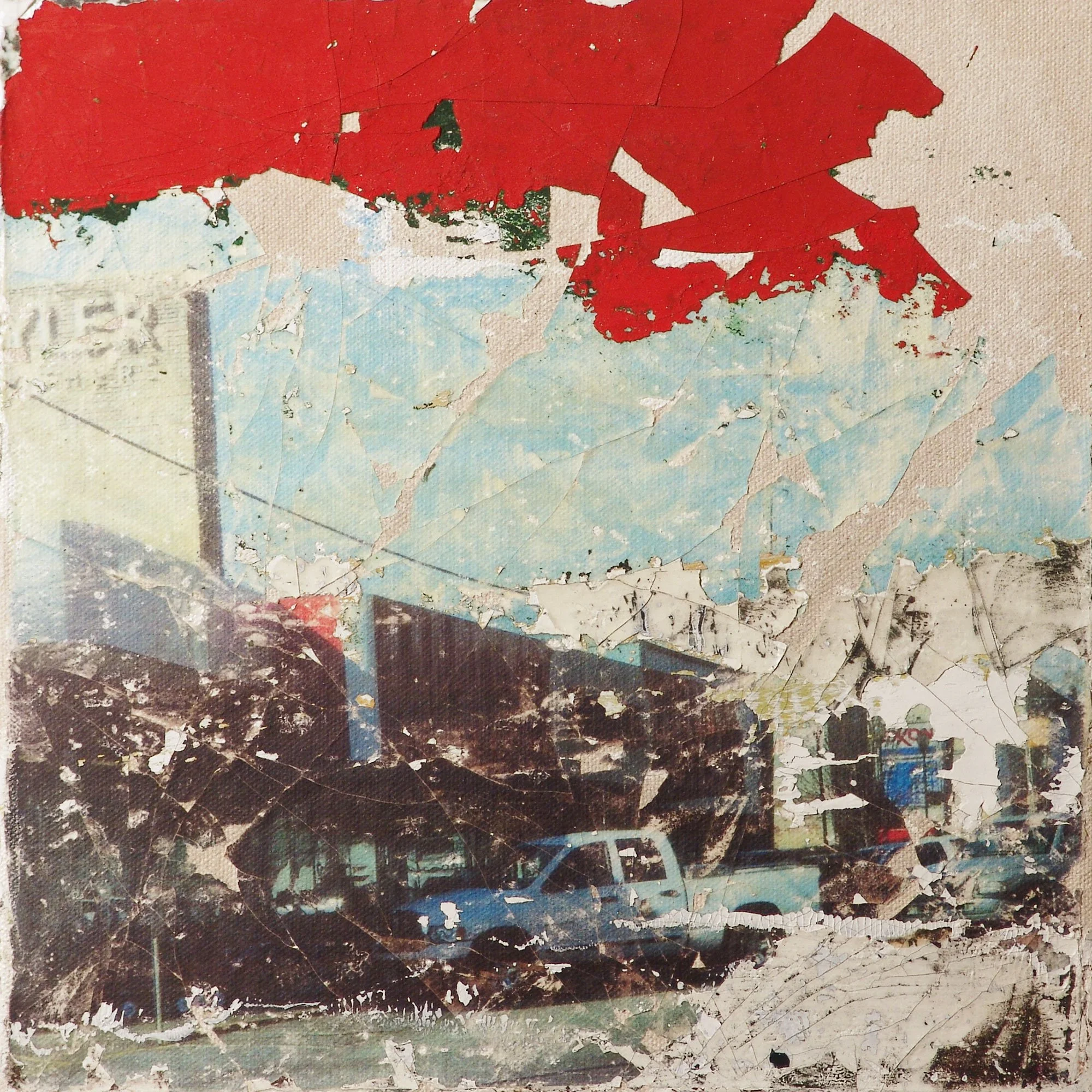  BOOM!  — acrylic, pigment transfer on canvas, 10 x 10 inches, 2009