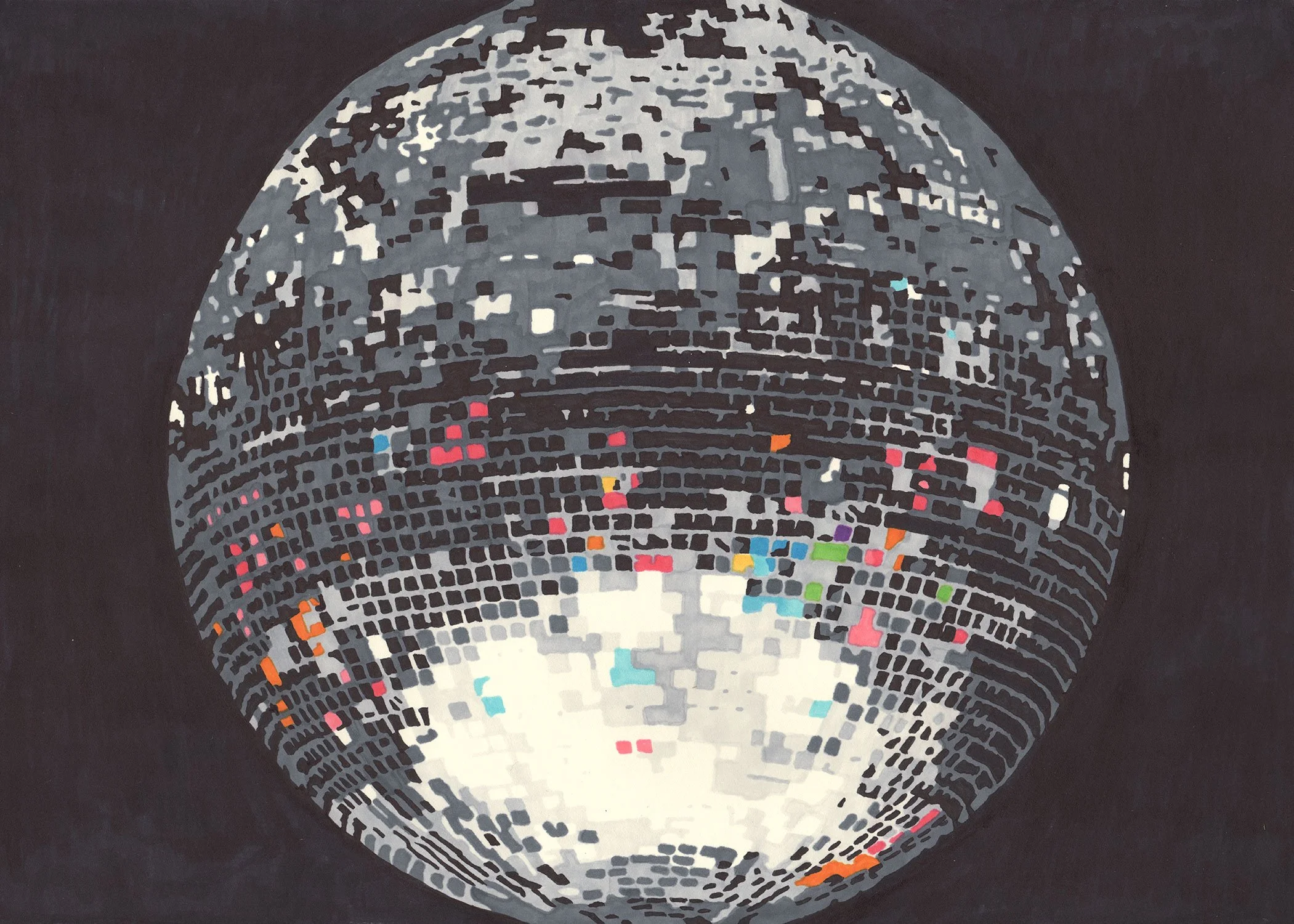  Disco , permanent marker on paper, 10 3/4 x 15 inches, 2016