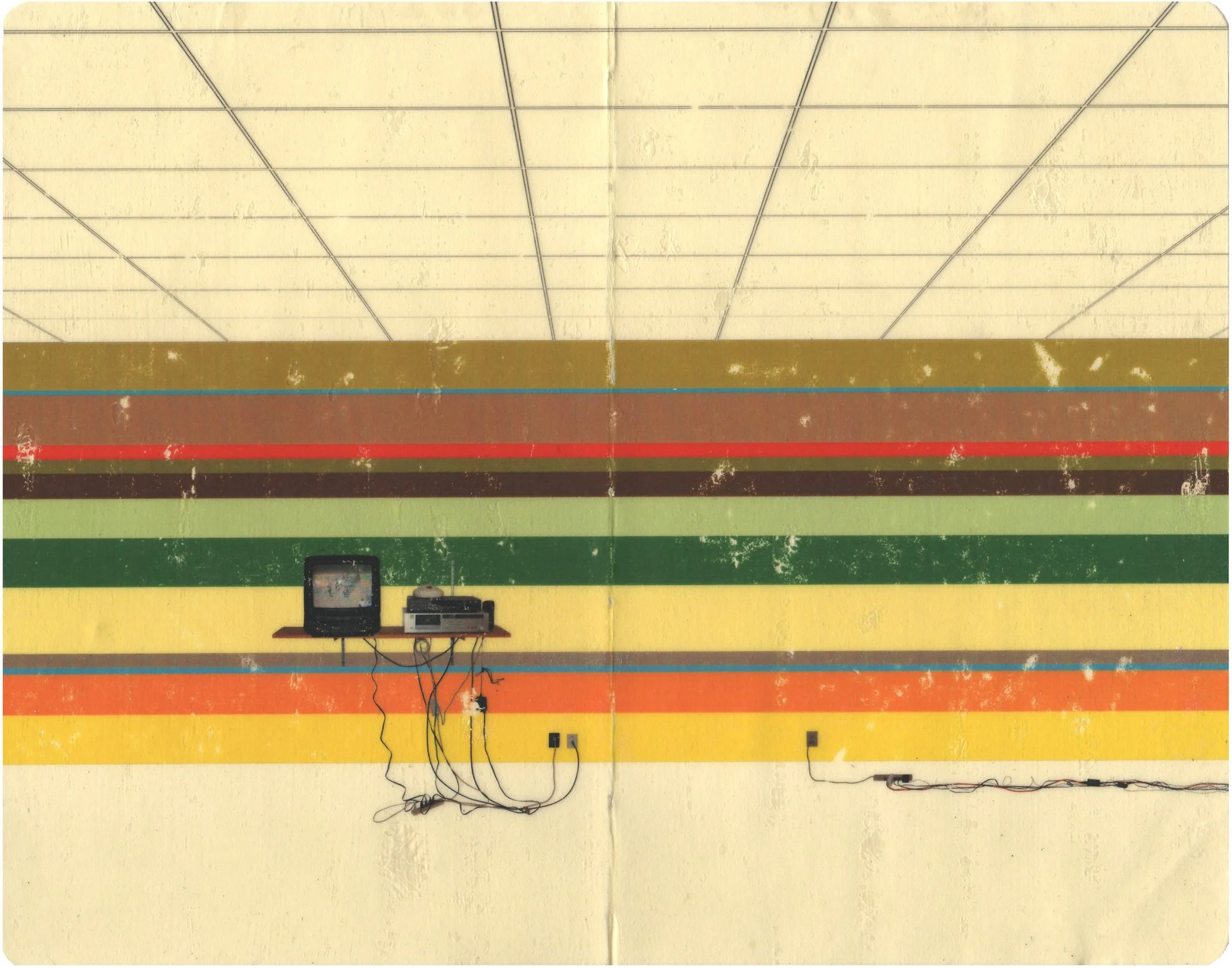  TV Room Study (Cartoon Wall)  — pigment transfer on paper, 8 x 10 inches, 2008