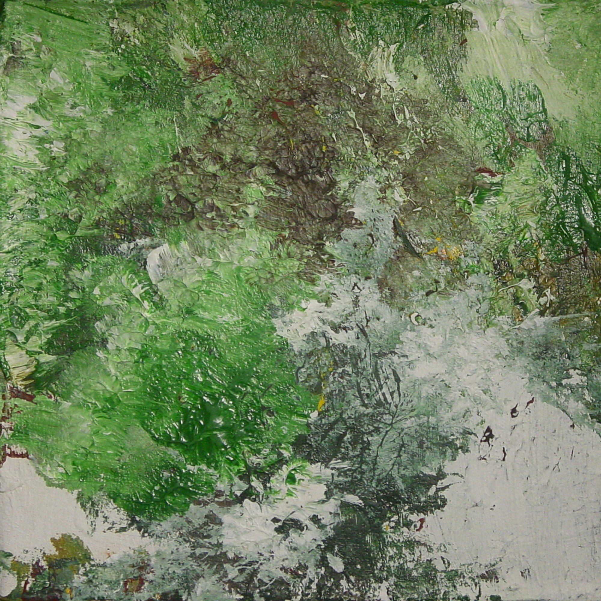  Moss Can Live High in the Branches Gathering Light that is Scarce on the Forest Floor  — acrylic on canvas, 10 x 10 inches, 2003
