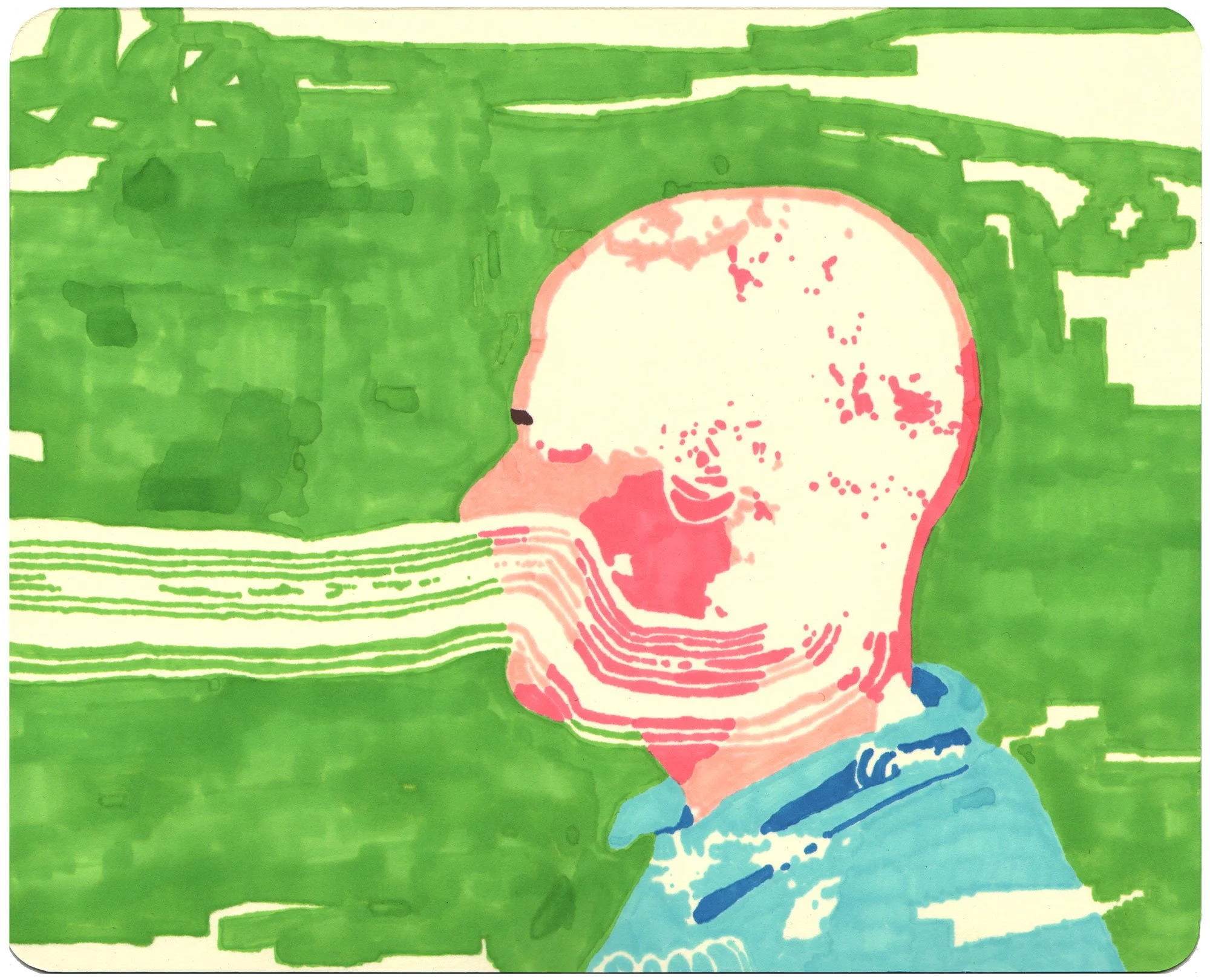  Green Screen  — permanent marker on paper, 8 x 10 inches, 2010