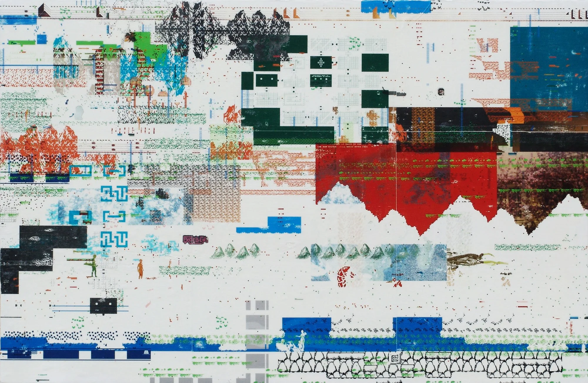  Spectacle Rock is an Entrance to Death  — acrylic, pigment transfer on canvas, 30 x 46 inches, 2008