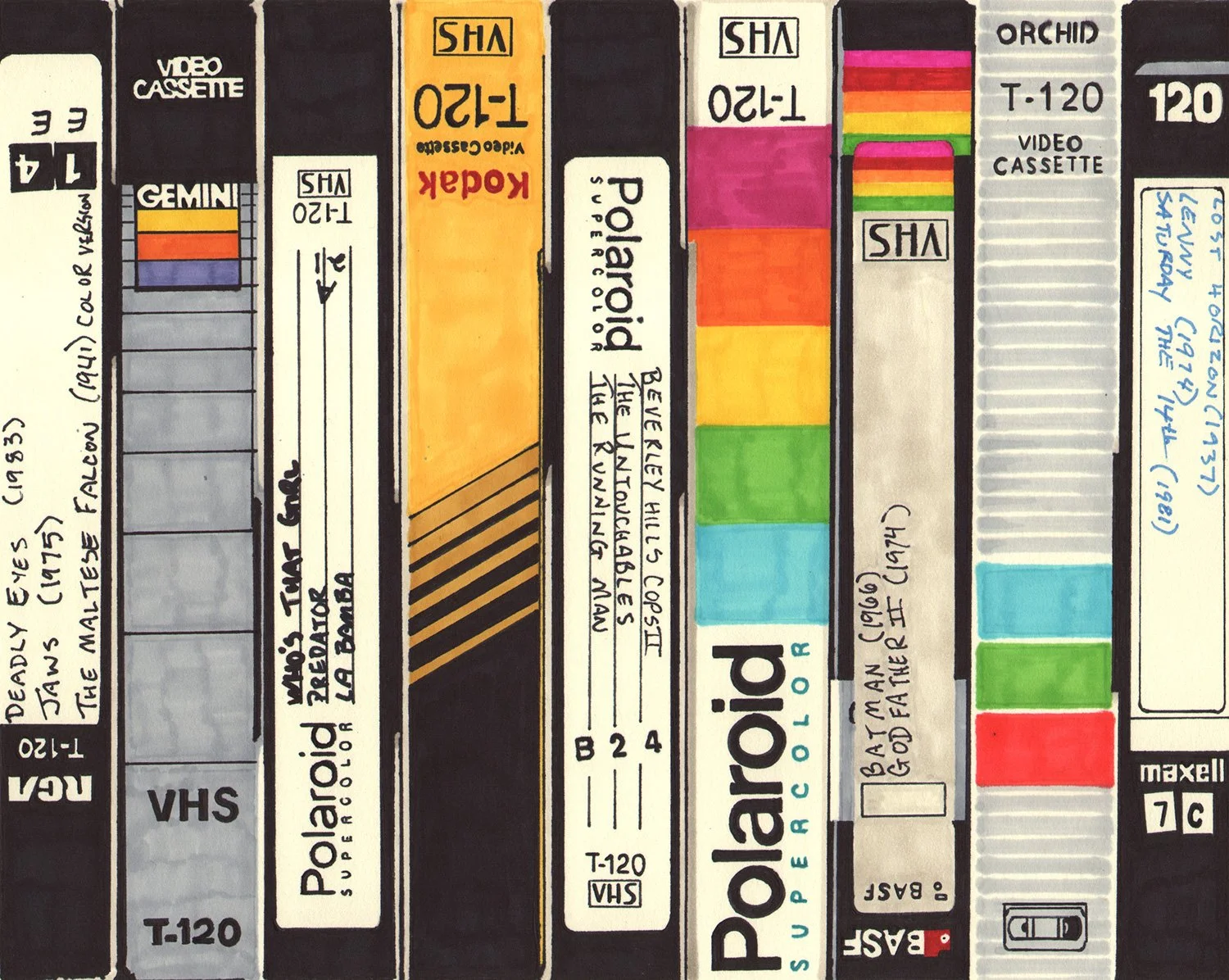  VHS  — permanent marker on paper, 8 x 10 inches, 2014
