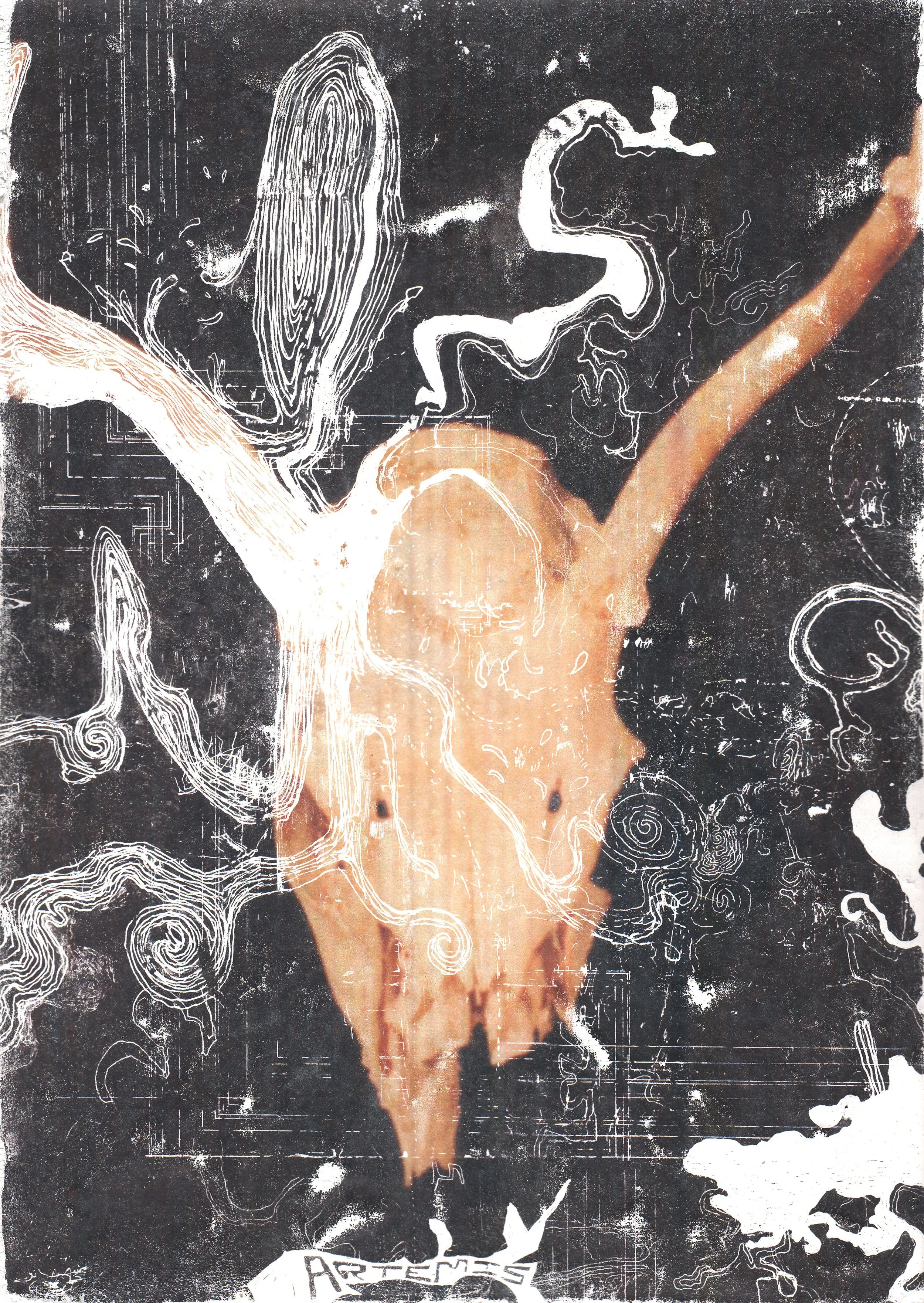  The Earth on the Back of the Giant Turtle  — pigment transfer on canvas, 15 x 10 inches, 2007