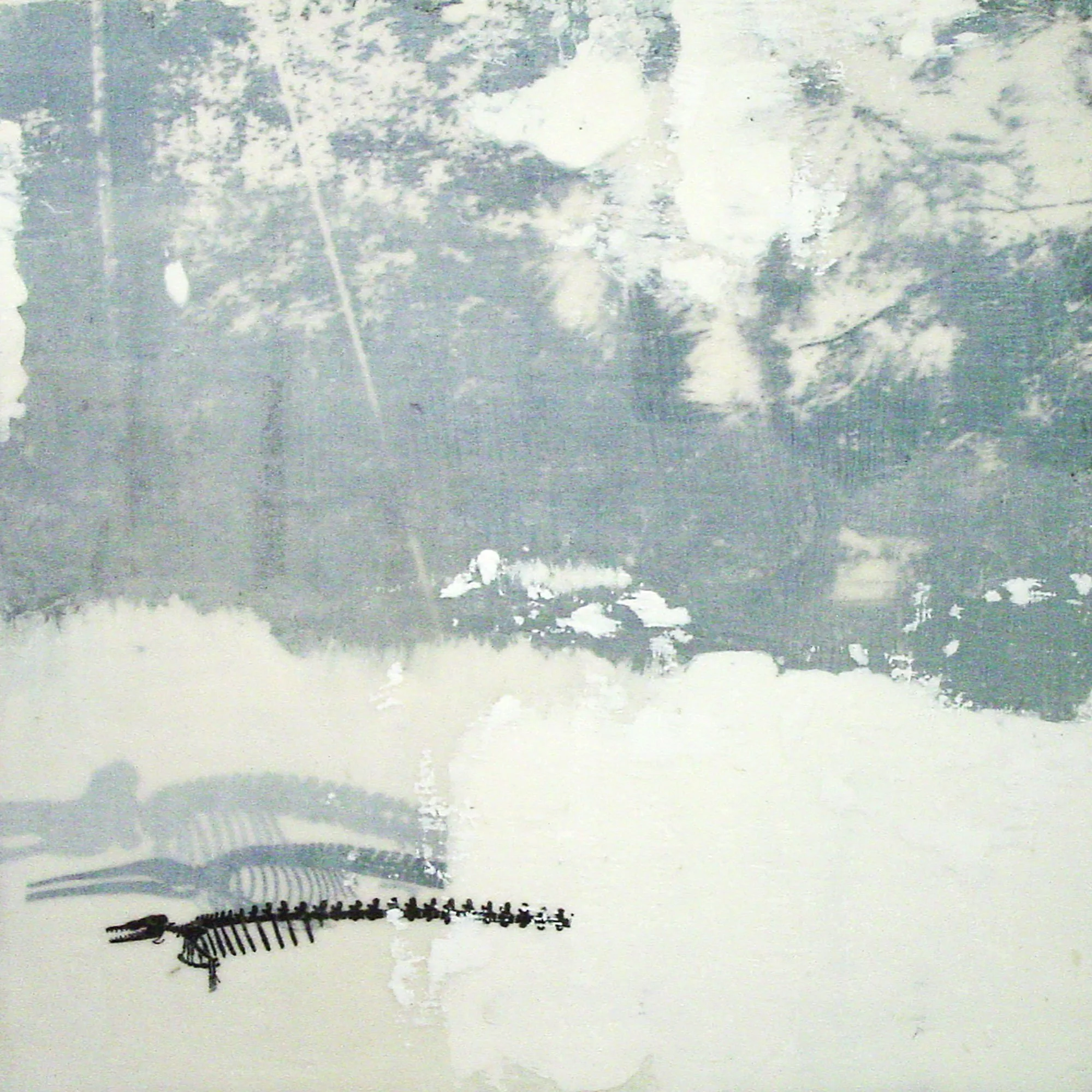  At Sea Level, the Atmosphere Presses the Earth's Surface at 14.7 Pounds Per Square Inch  — acrylic, pigment transfer on canvas, 10 x 10 inches, 2006
