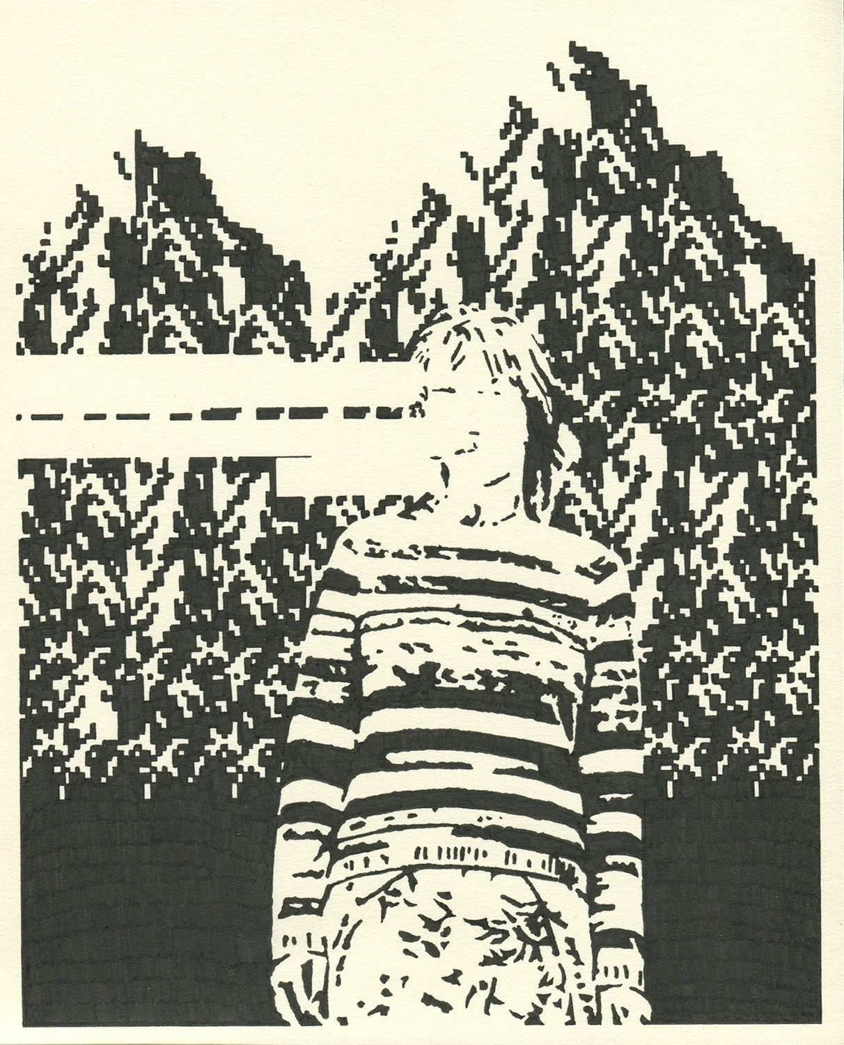  Leona & Rygar Mountain  — permanent marker on paper, 10 x 8 inches, 2020